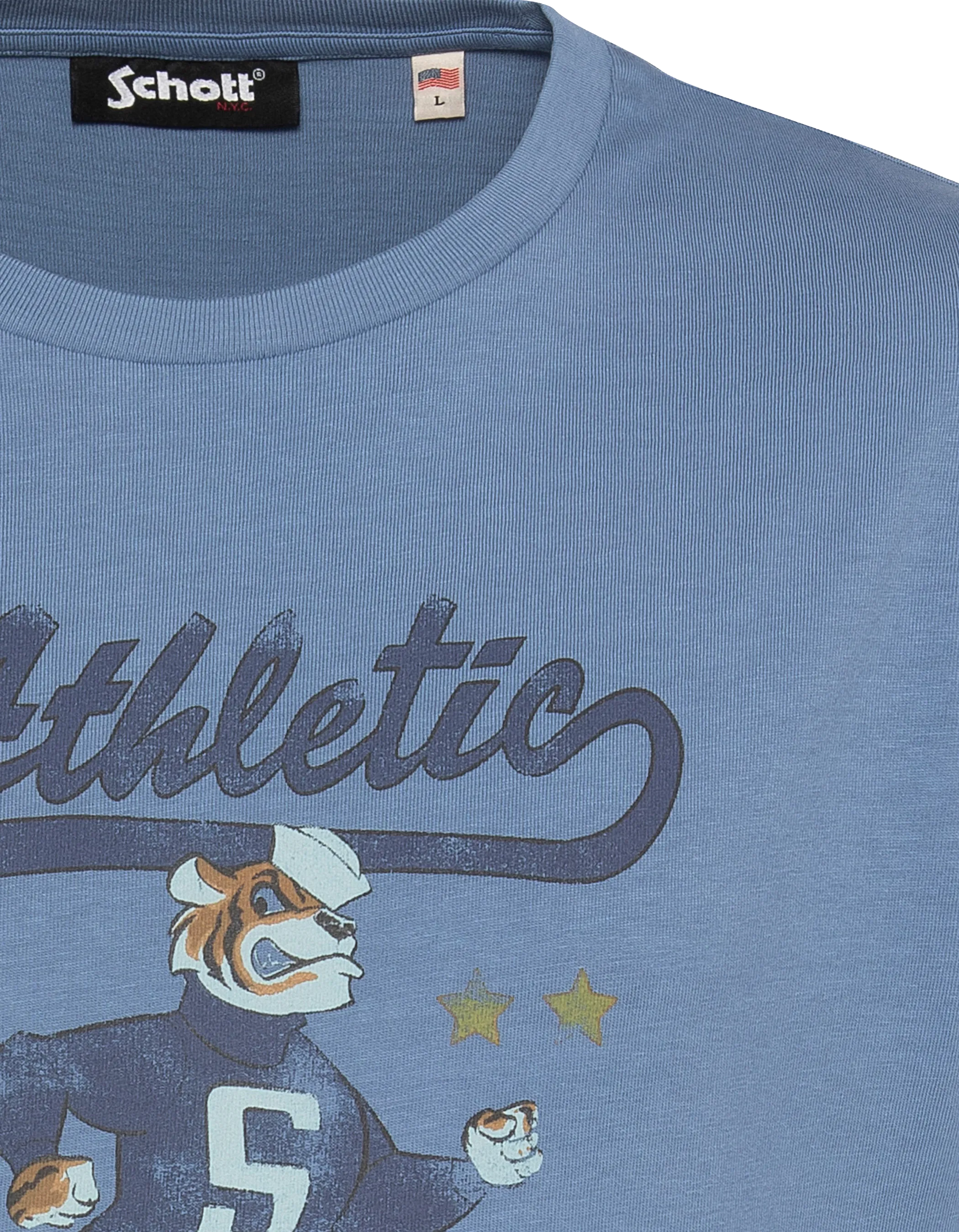 T-shirt university cartoon bleu acier-5