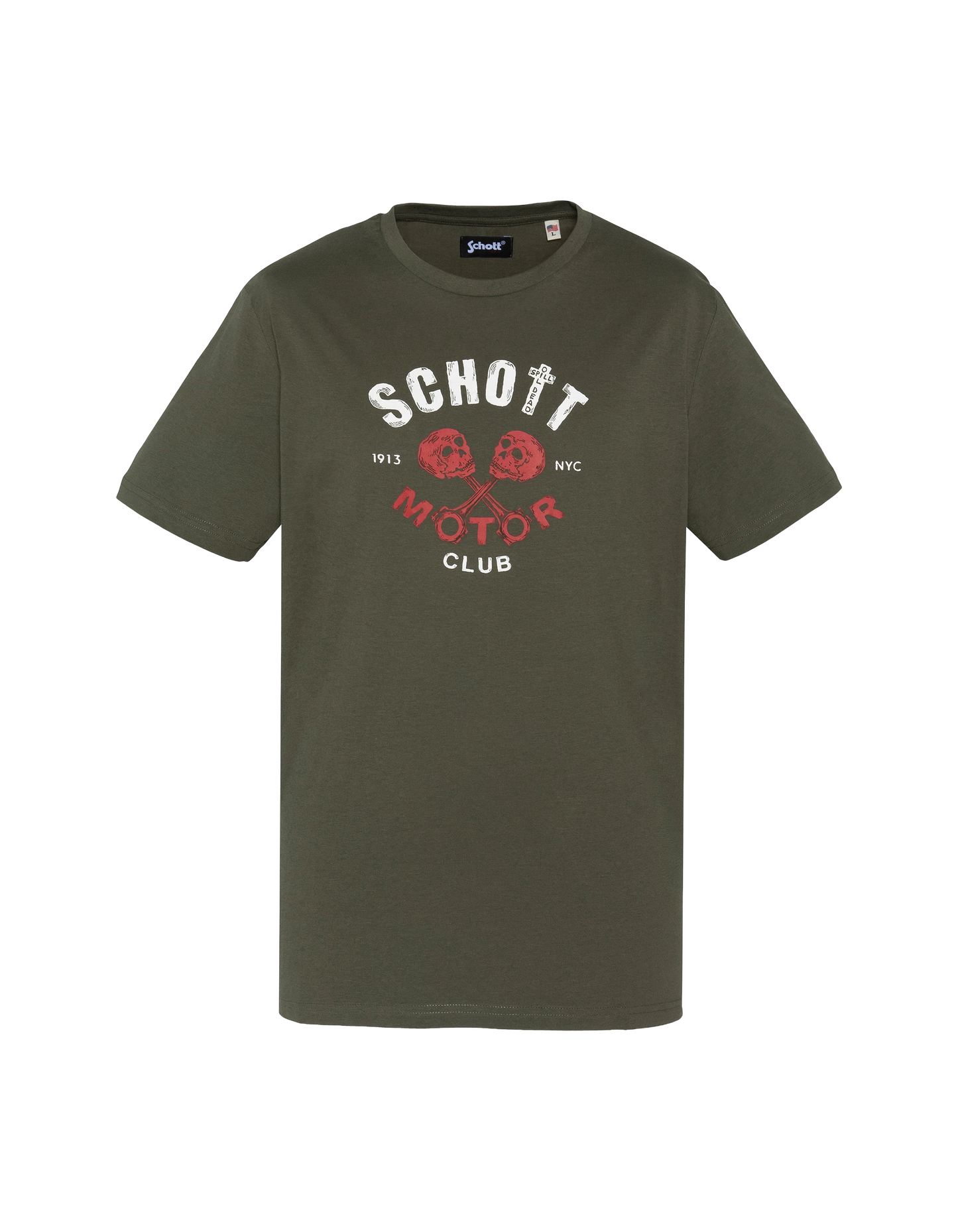 T-shirt kaki imprimé Schott Motor Club