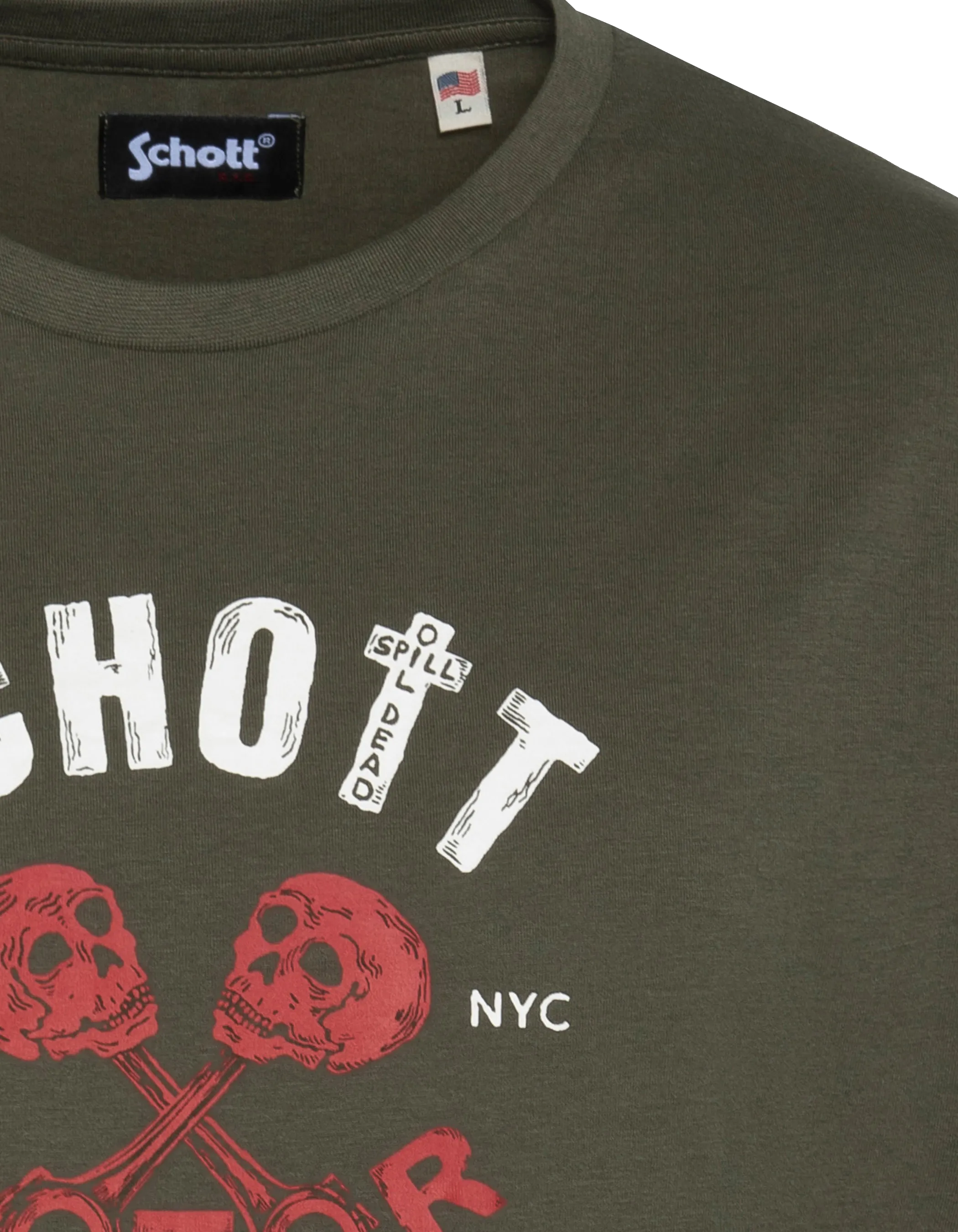 T-shirt kaki imprimé Schott Motor Club-3