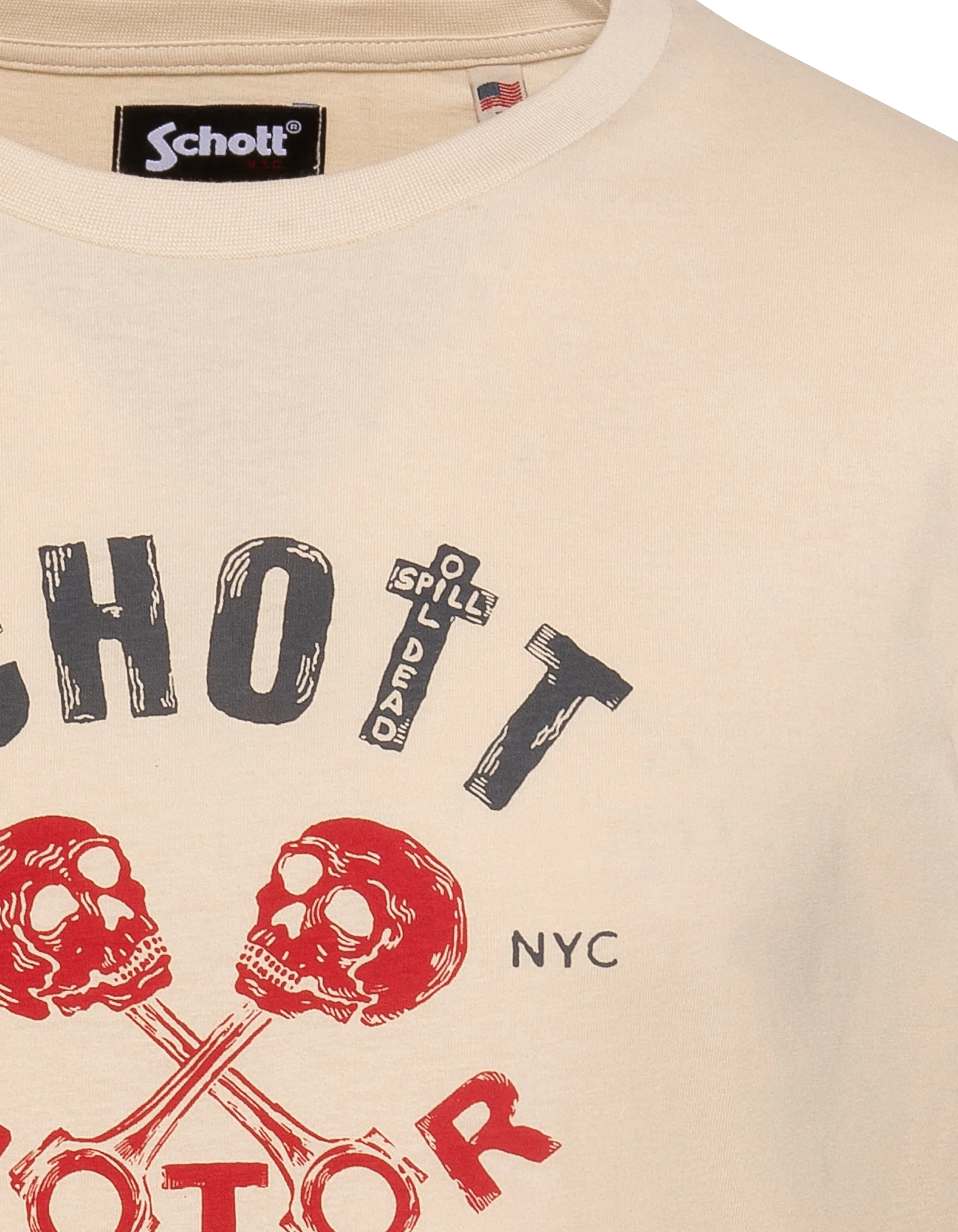 Schott Motor Club T-Shirt mit Sanddruck-3