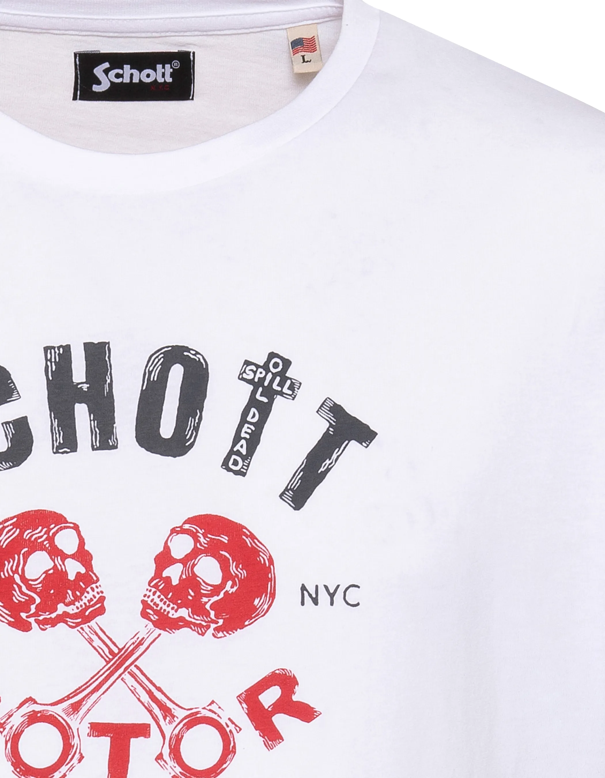 Weißes T-Shirt mit Schott Motor Club-Aufdruck-3