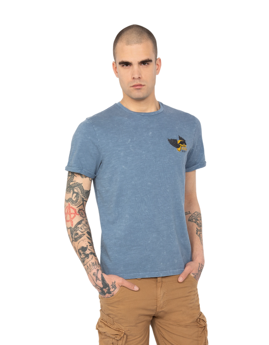 Camiseta de motociclista azul