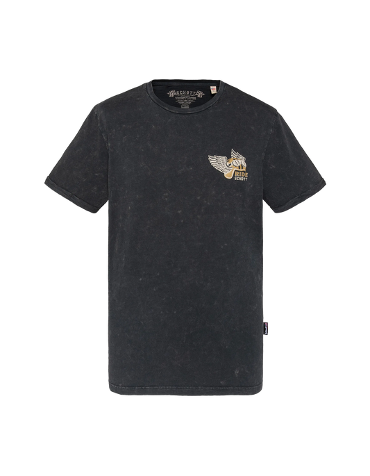 T-shirt biker noir délavé