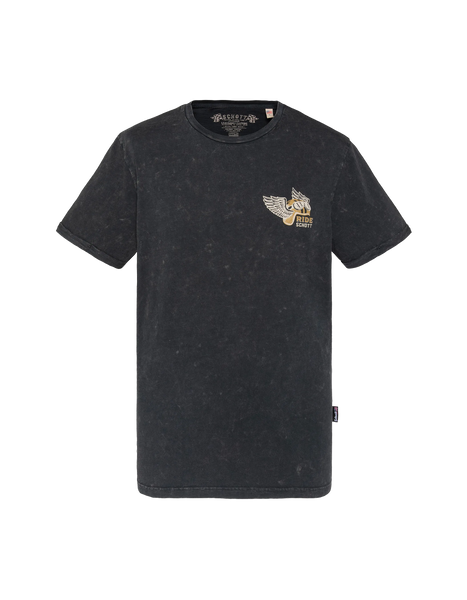 Washed black biker t-shirt - TSHAVEN | Schott NYC®