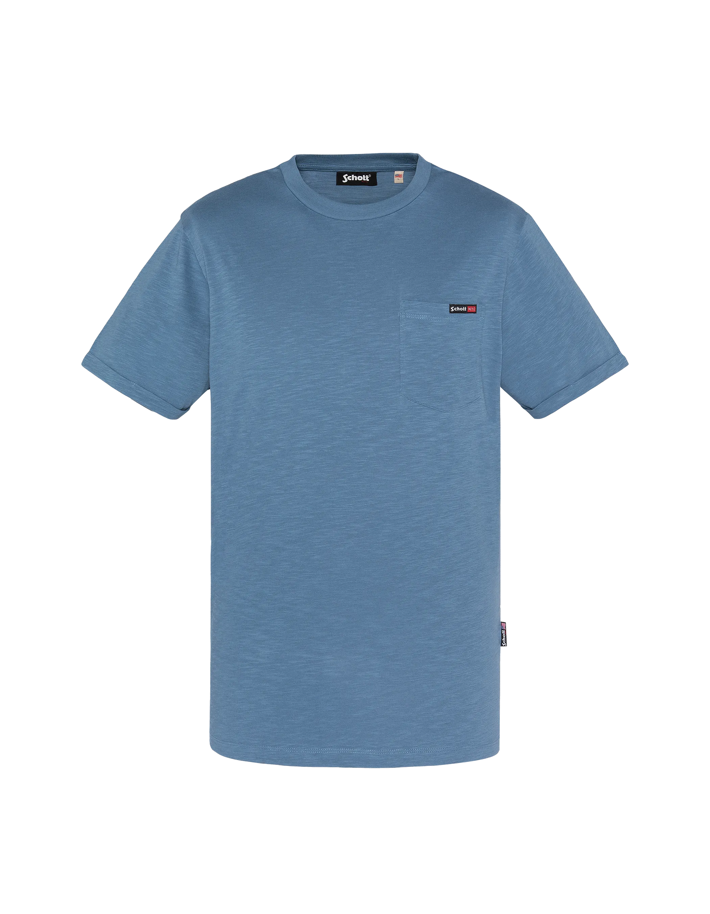 Maglietta blu in acciaio infiammato