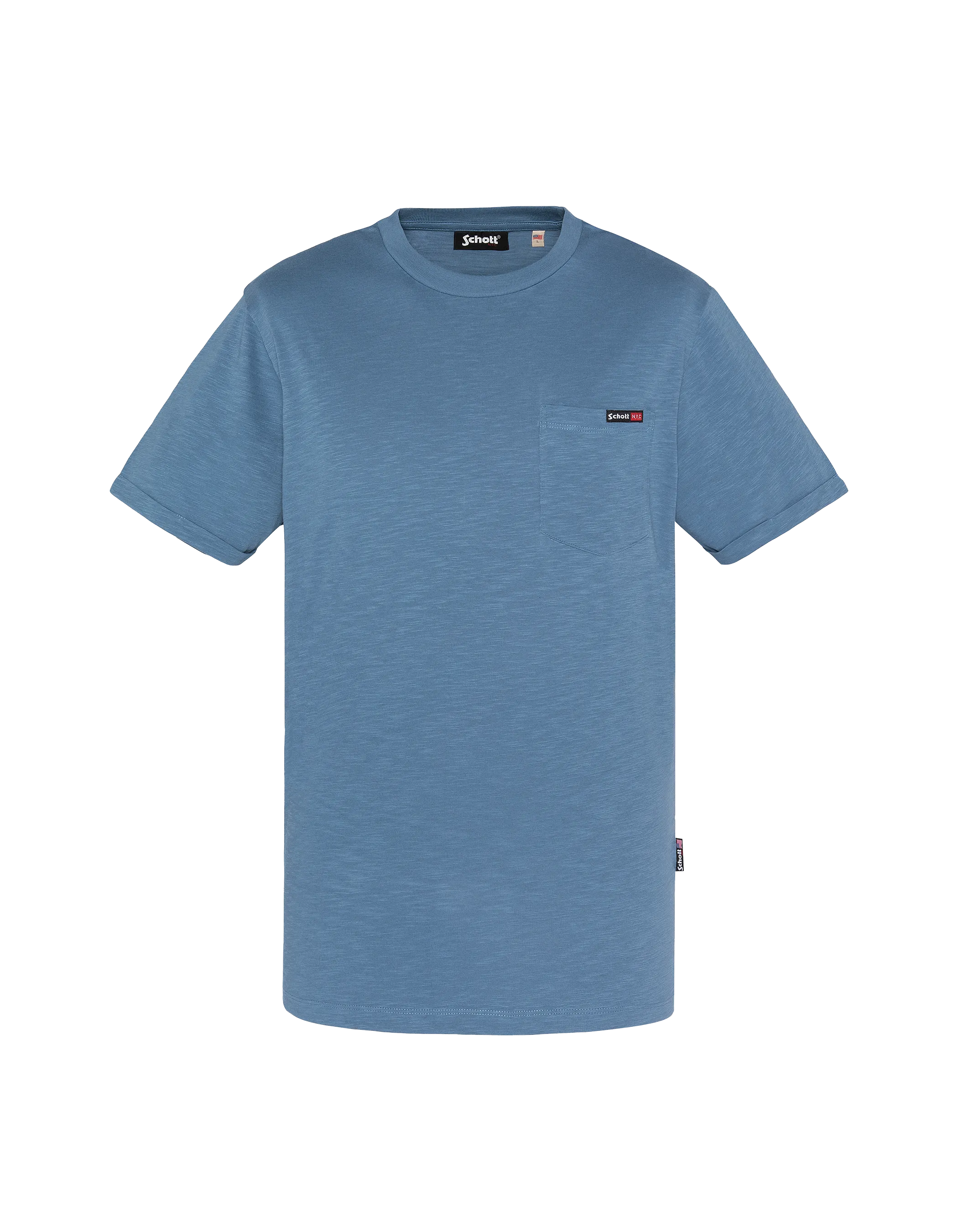 Maglietta blu in acciaio infiammato-1