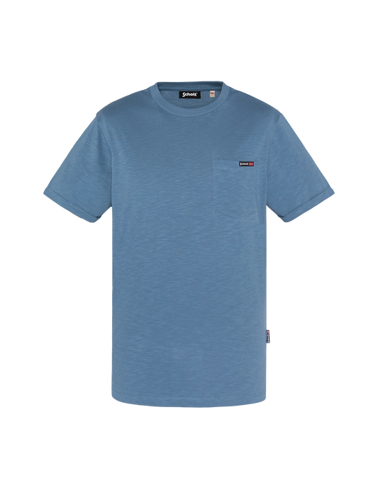 T-shirt bleu acier effet flammé