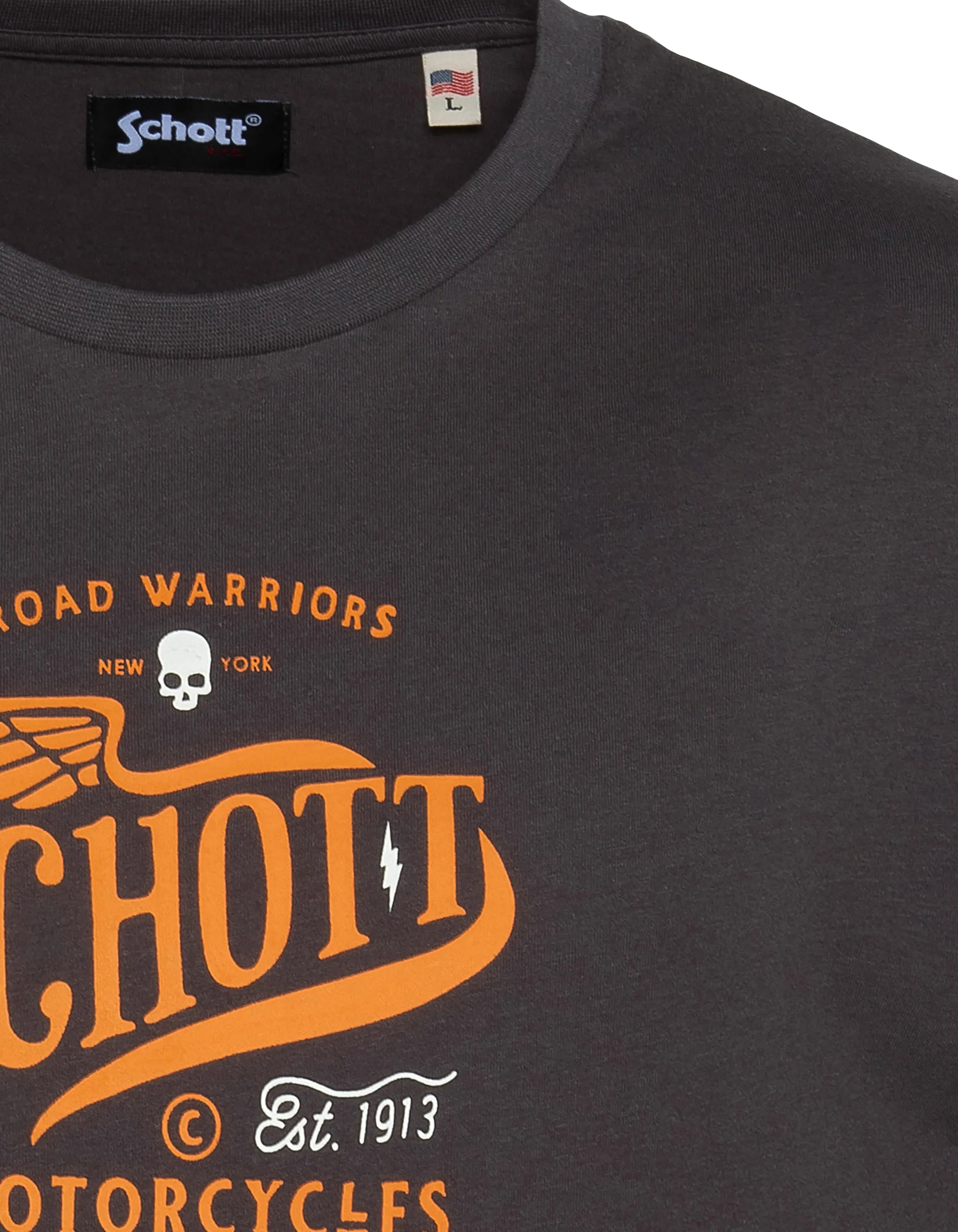 Bedrucktes anthrazitfarbenes T-Shirt von Schott Motorcycles-3