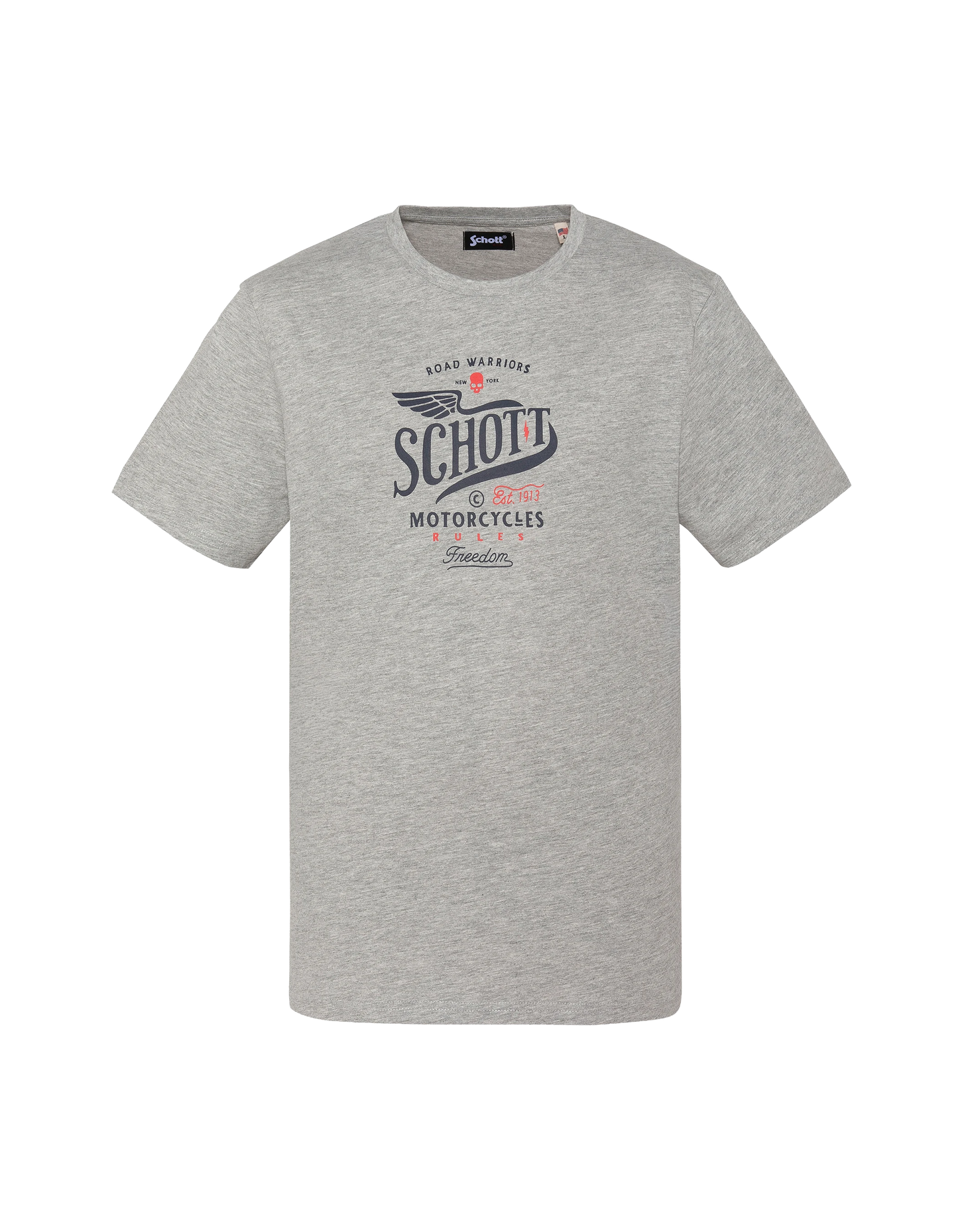 Schott Motorcycles bedrucktes graumeliertes T-Shirt