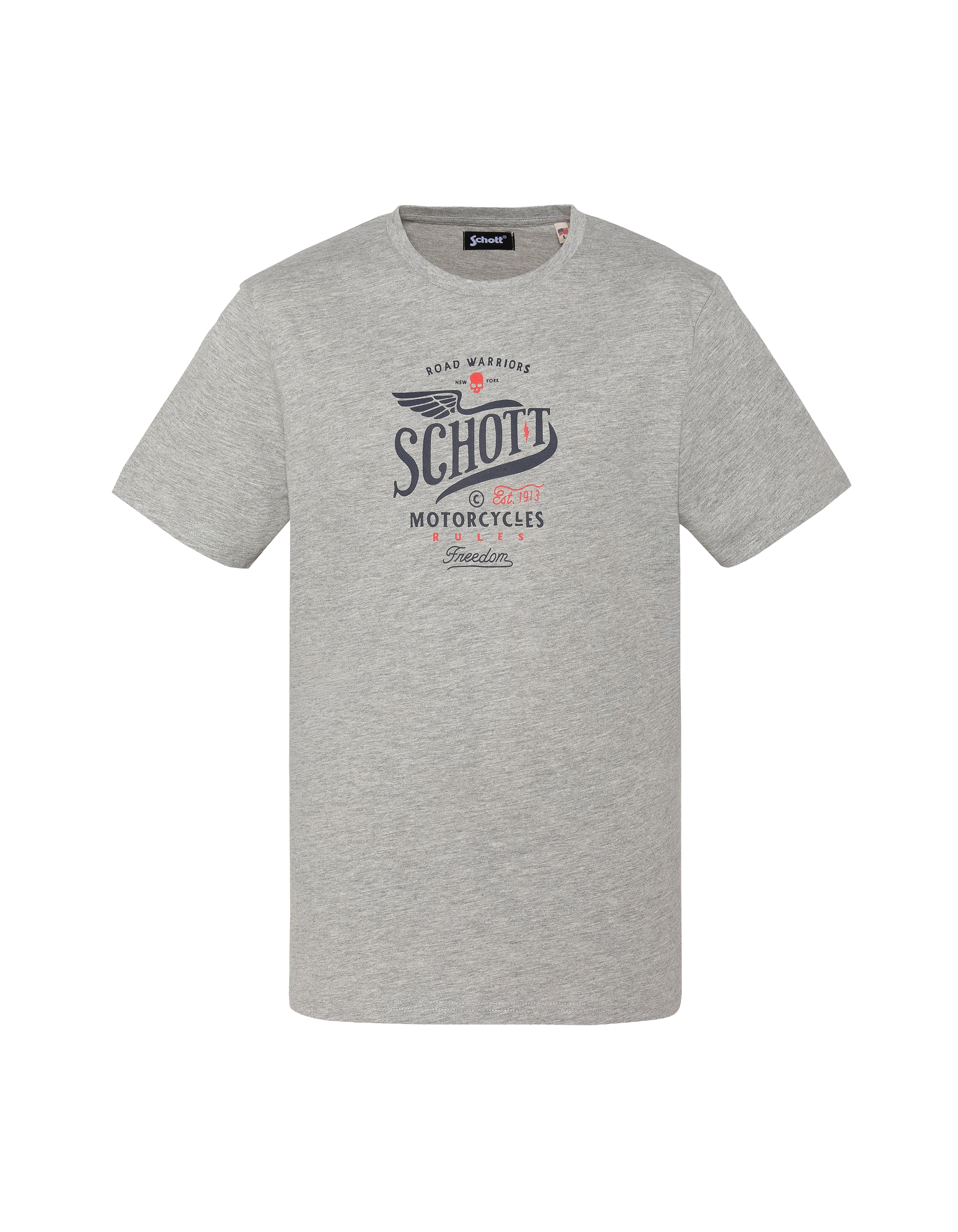 Schott Motorcycles bedrucktes graumeliertes T-Shirt-1