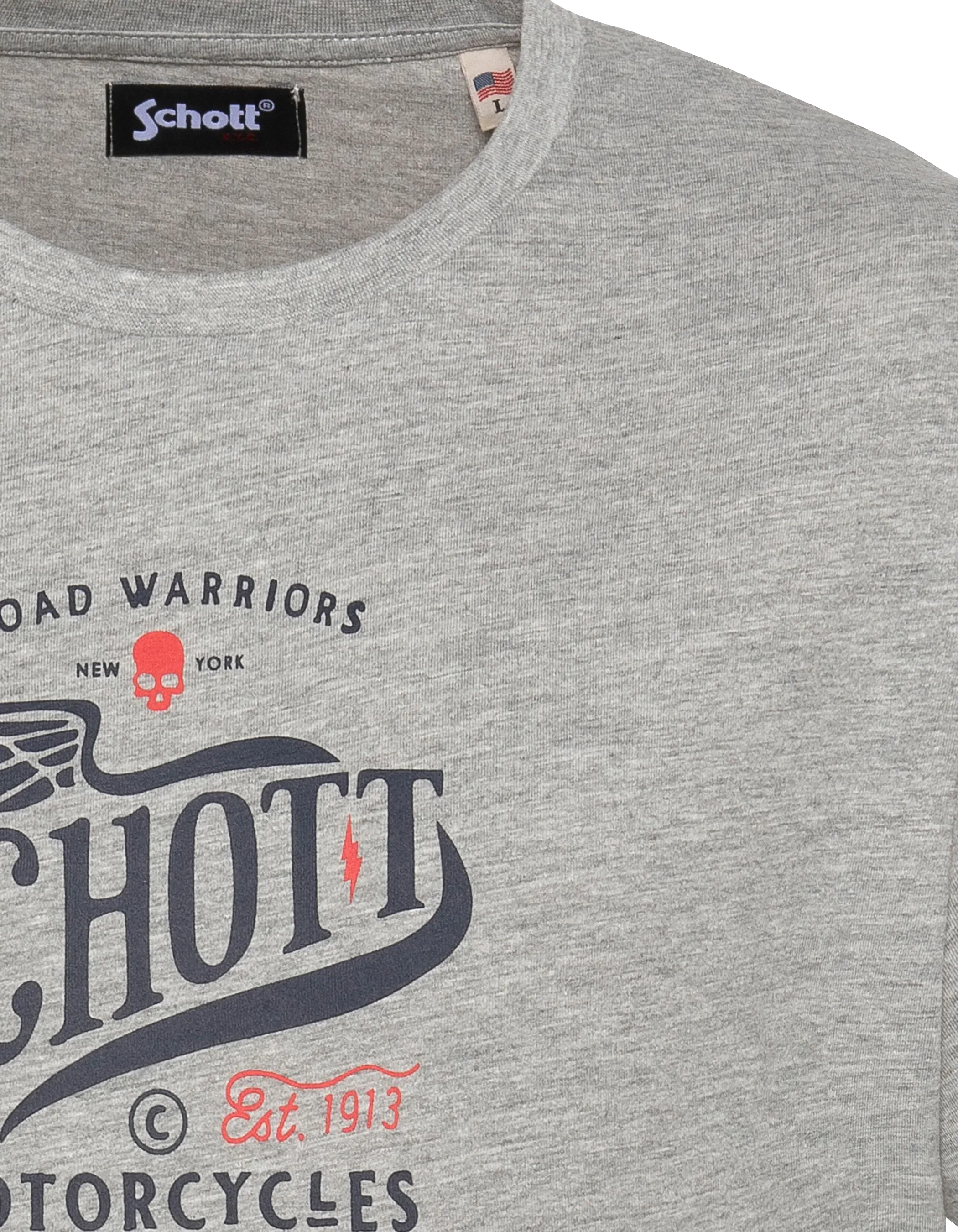 Schott Motorcycles bedrucktes graumeliertes T-Shirt-3