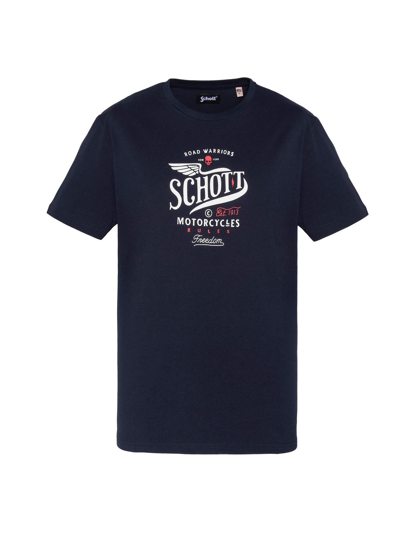 T-shirt bleu marine imprimé Schott Motorcycles