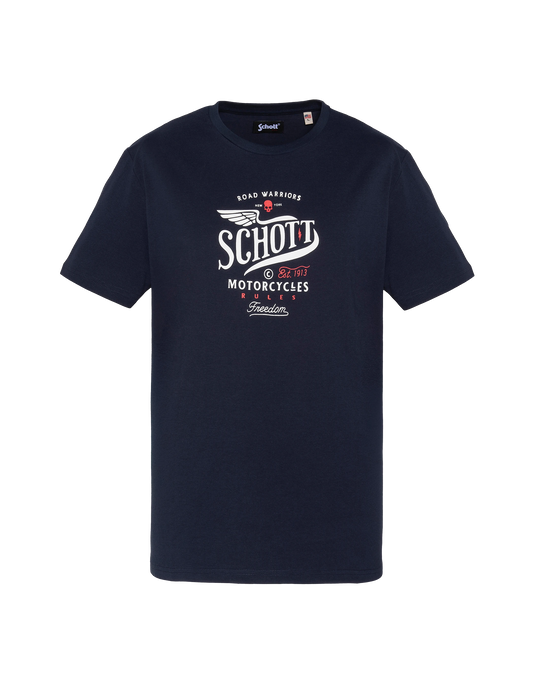 T-shirt bleu marine imprimé Schott Motorcycles