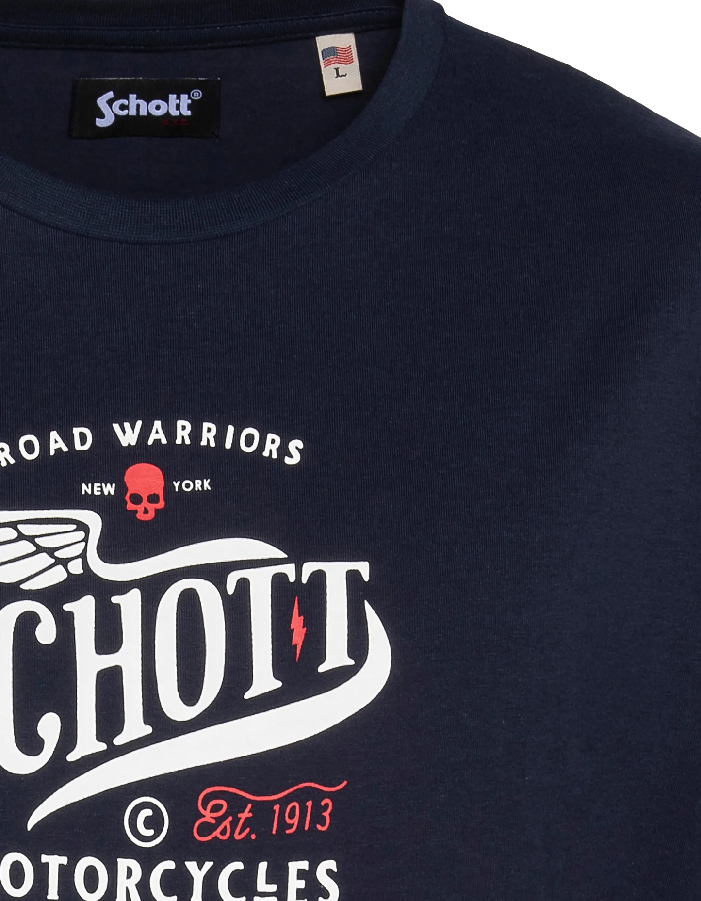 T-shirt bleu marine imprimé Schott Motorcycles