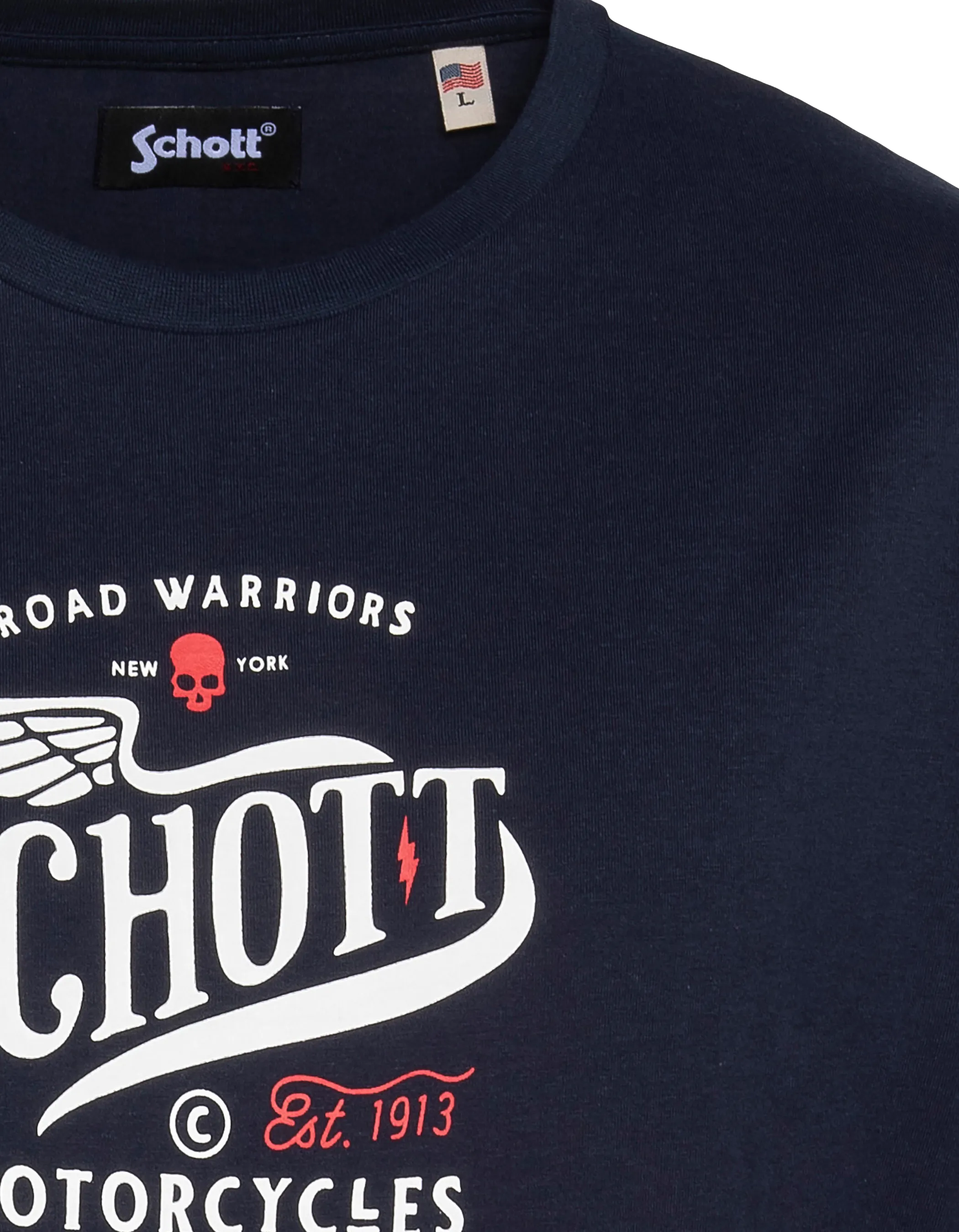 T-shirt bleu marine imprimé Schott Motorcycles-3