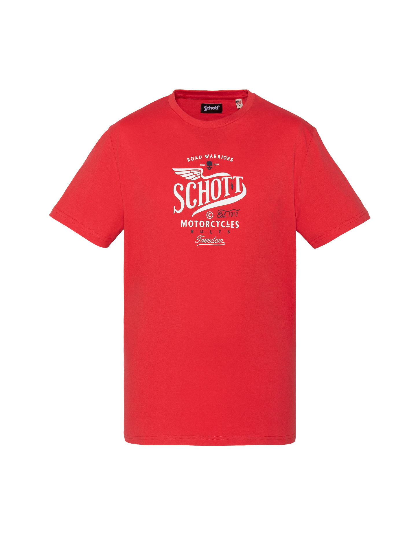 Rotes bedrucktes T-Shirt von Schott Motorcycles