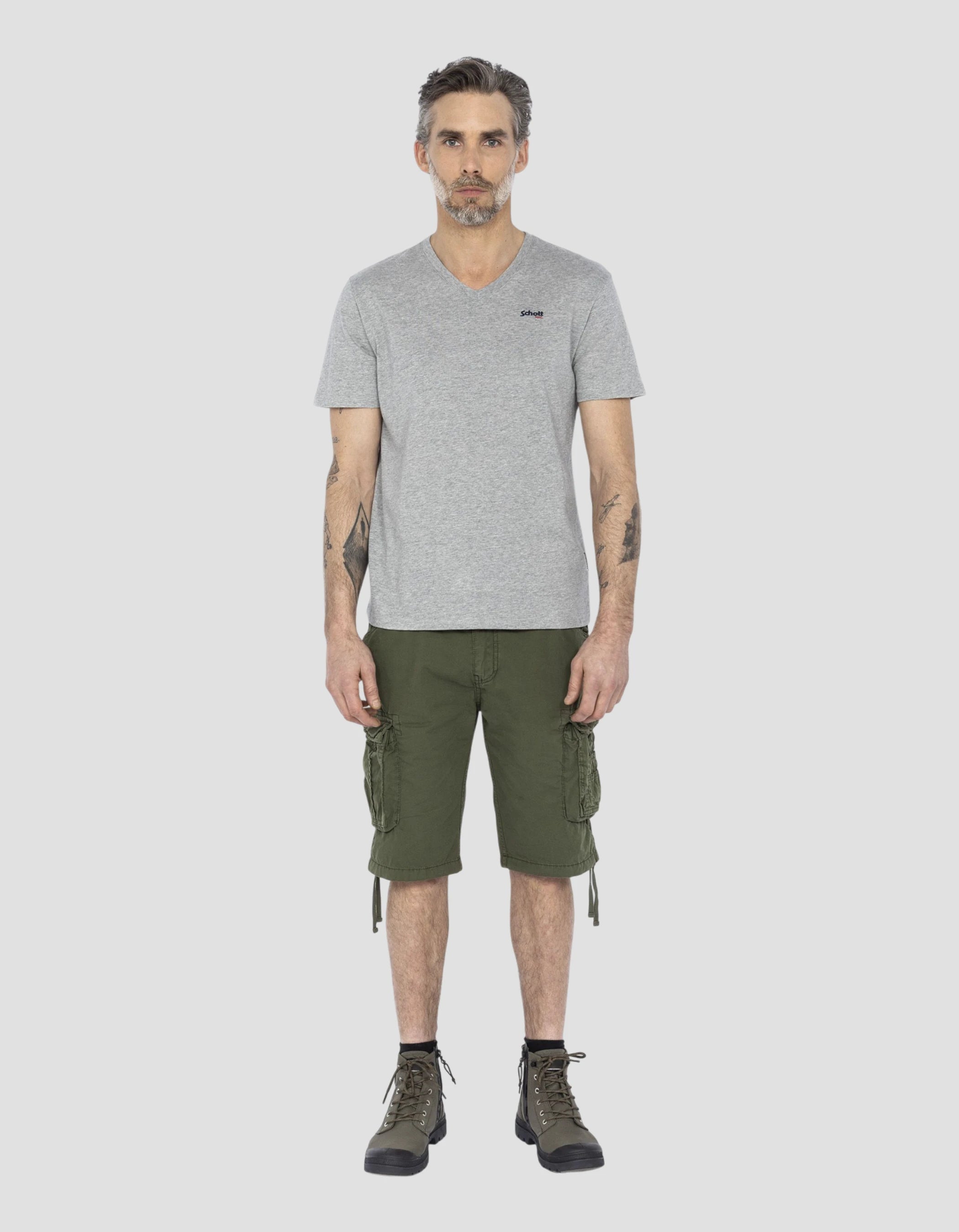 Chinesisches graues V-Ausck-T-Shirt-1