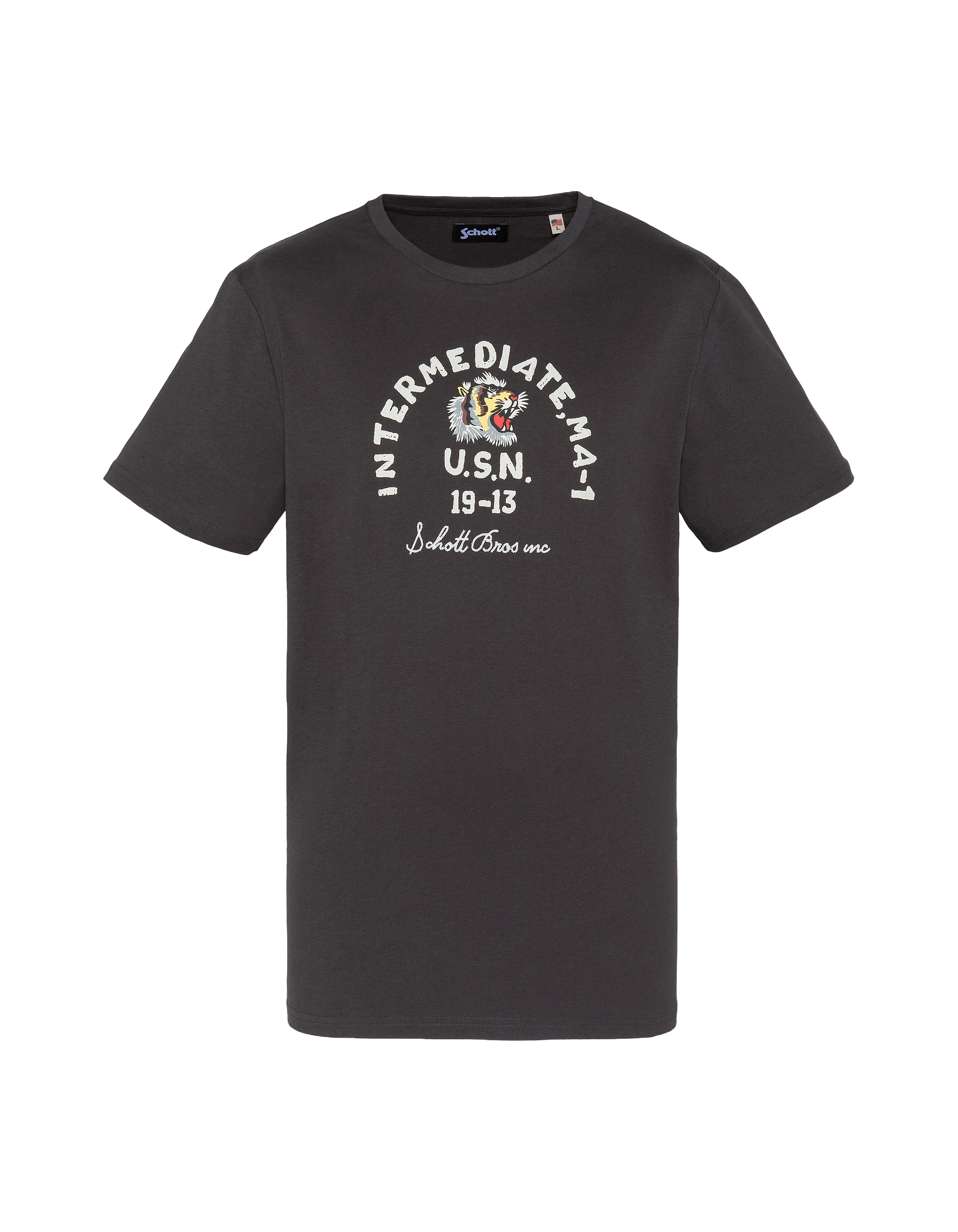 Anthrazitfarbenes T-Shirt mit U.S.N.-Aufdruck.-1