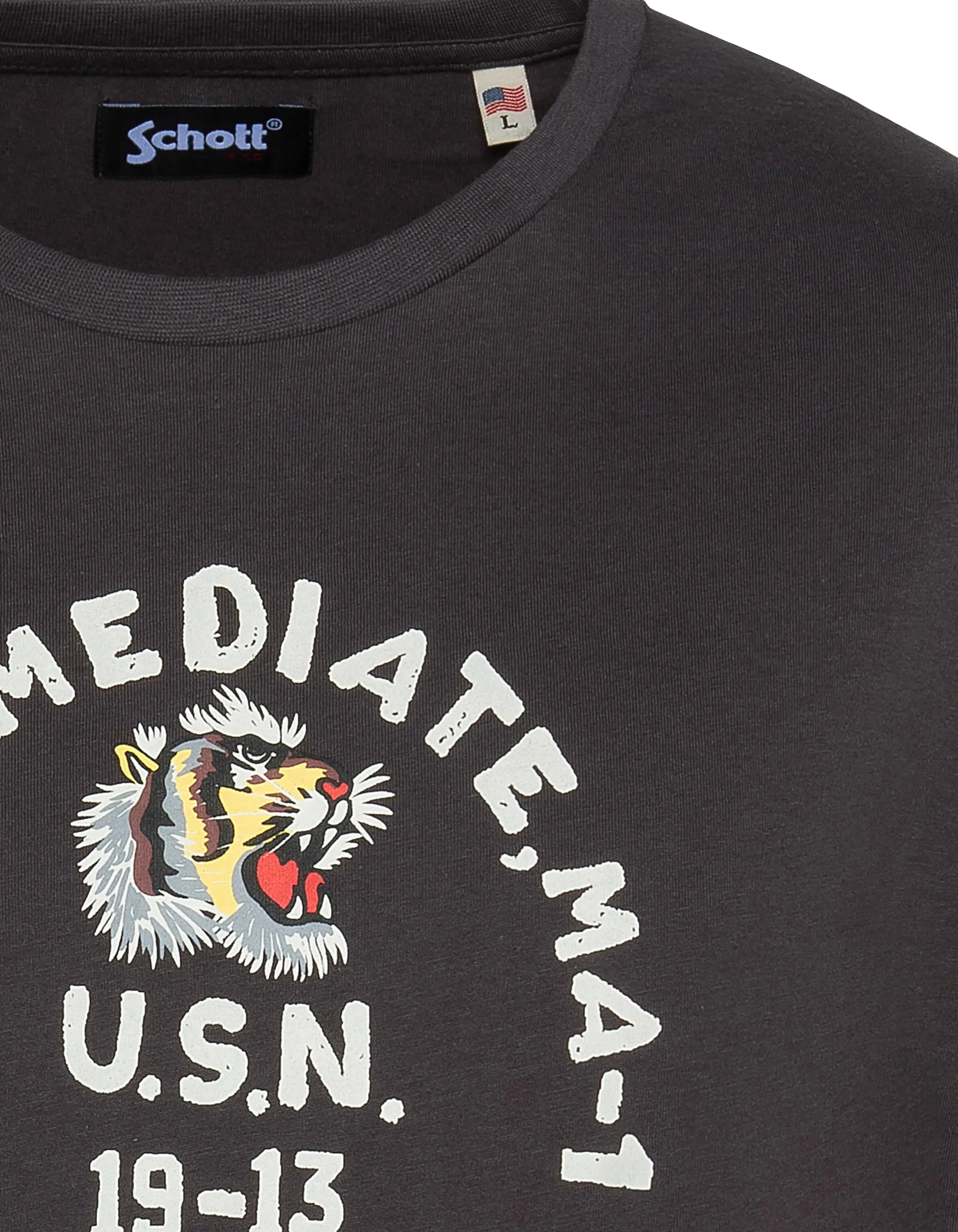 Anthrazitfarbenes T-Shirt mit U.S.N.-Aufdruck.-3