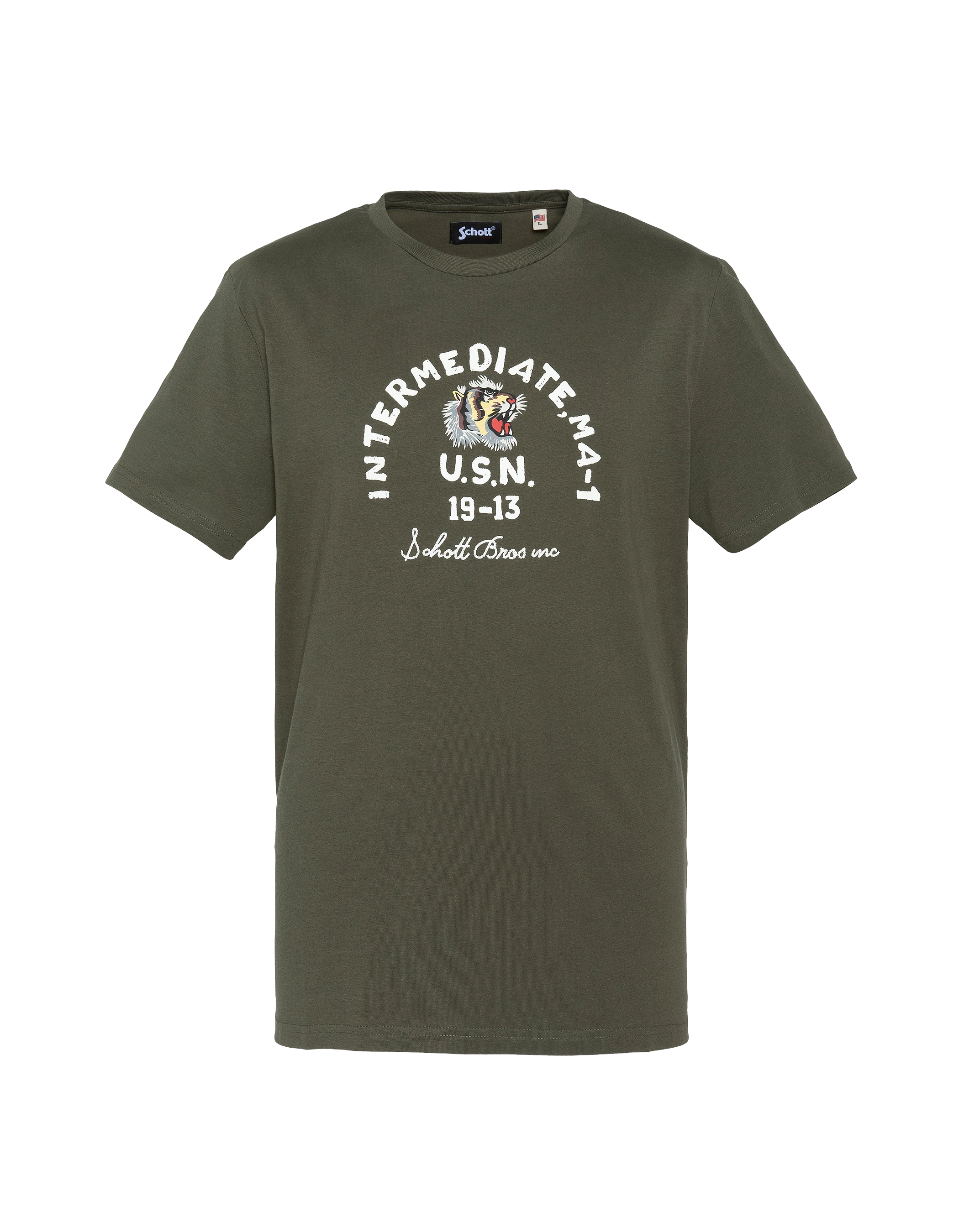 Khaki bedrucktes U.S.N. T-Shirt.-1
