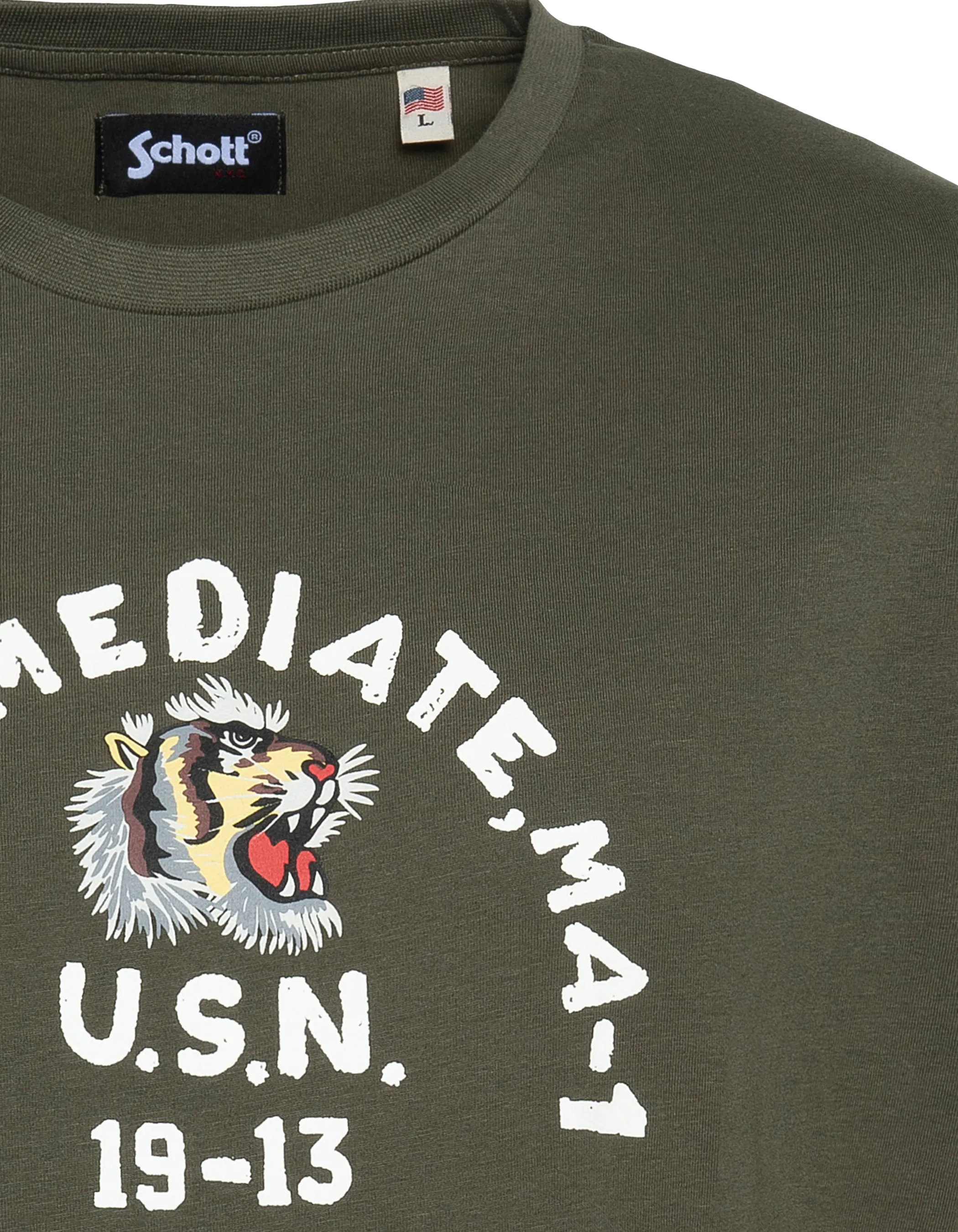Khaki bedrucktes U.S.N. T-Shirt.-3