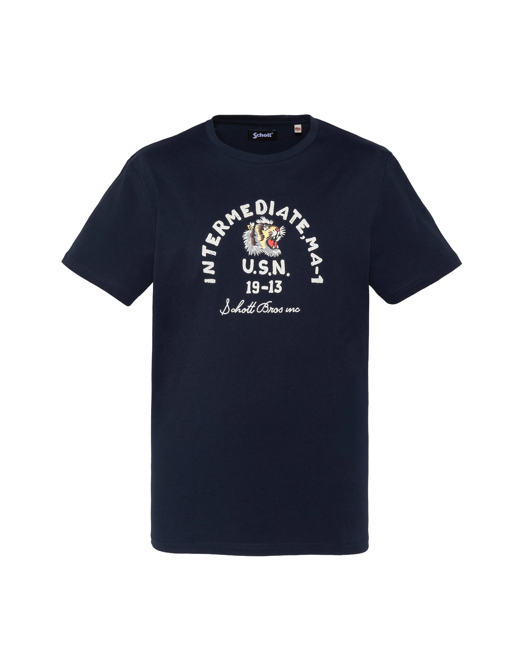 Marineblaues T-Shirt mit U.S.N. drucken.-1