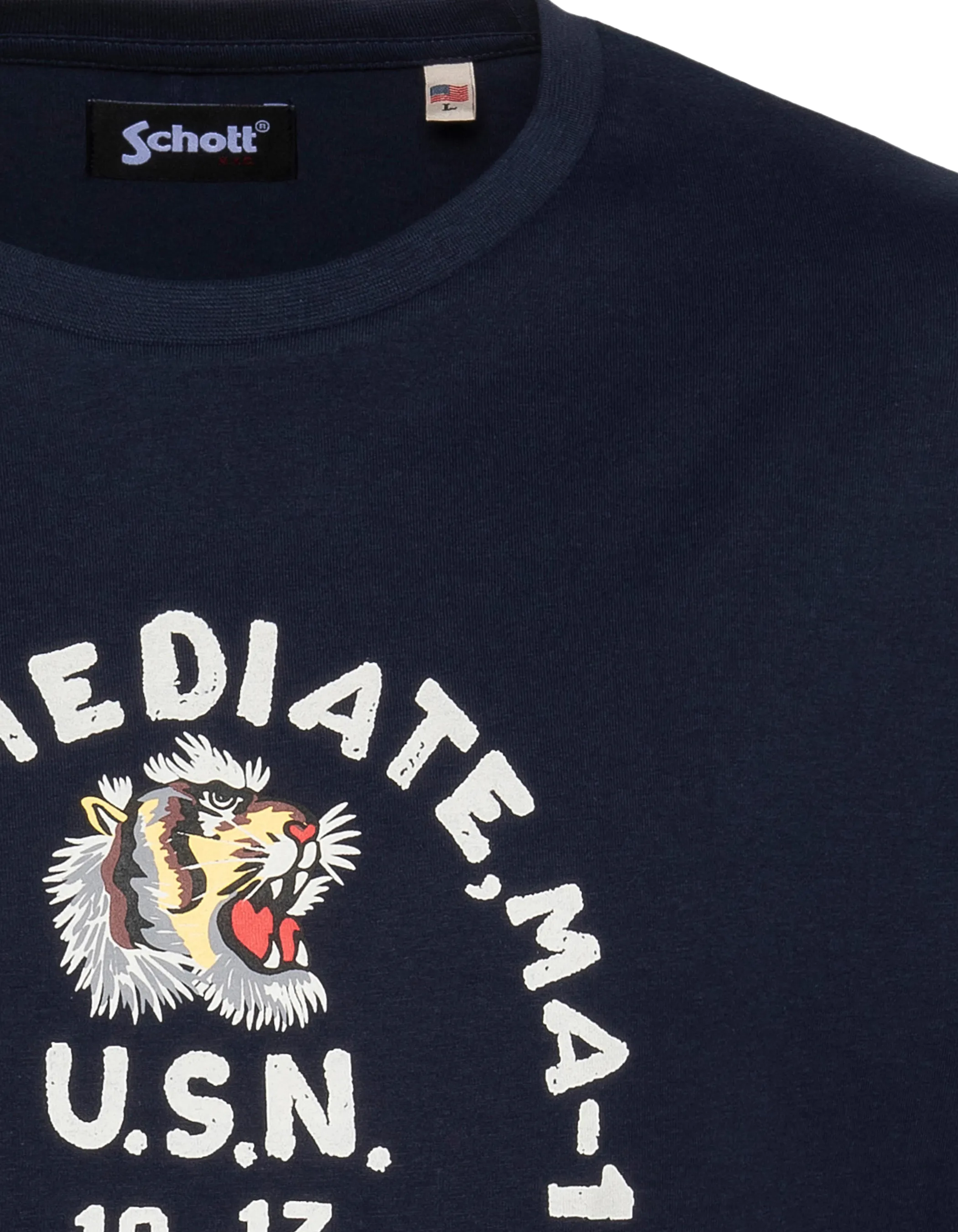 Marineblaues T-Shirt mit U.S.N. drucken.-3