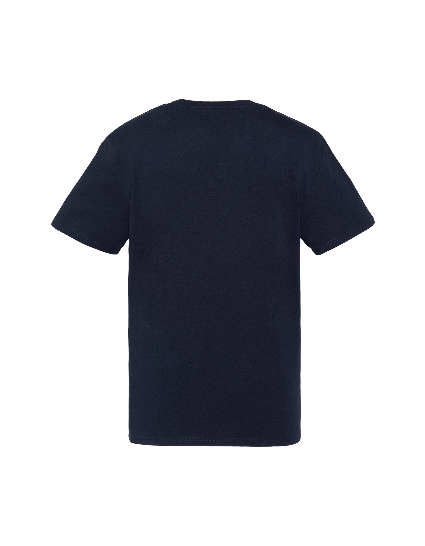 Marineblaues T-Shirt mit U.S.N. drucken.