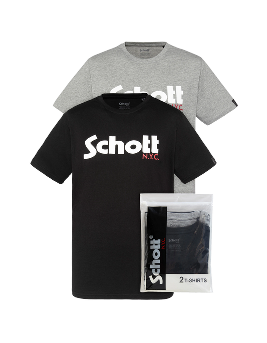 2 schwarze und dominierte graue Logo-T-Shirts