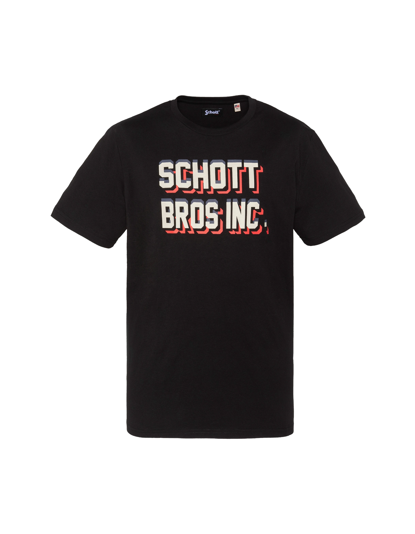 Schwarz bedrucktes T-Shirt von Schott Bros Inc.