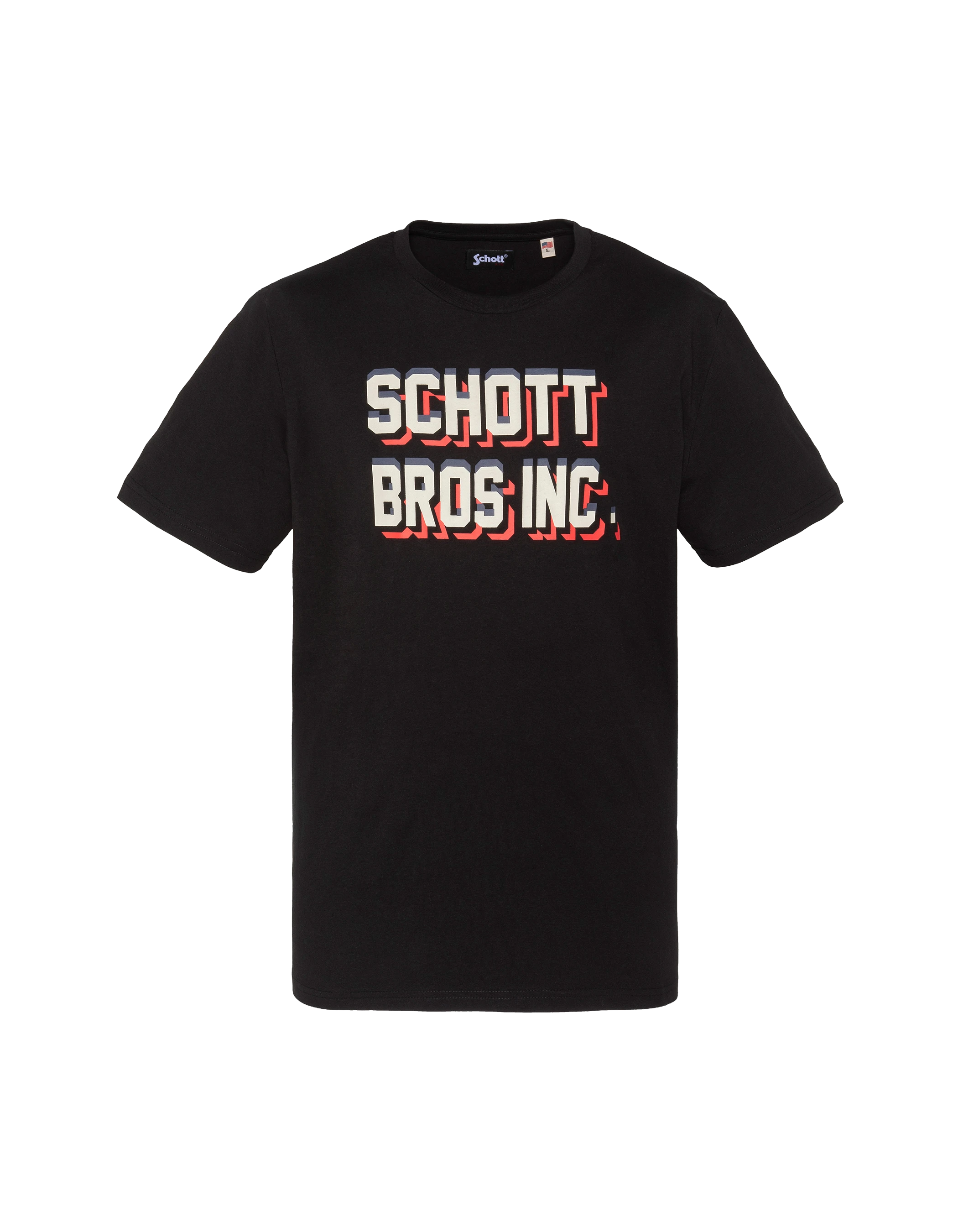 Schwarz bedrucktes T-Shirt von Schott Bros Inc.-1