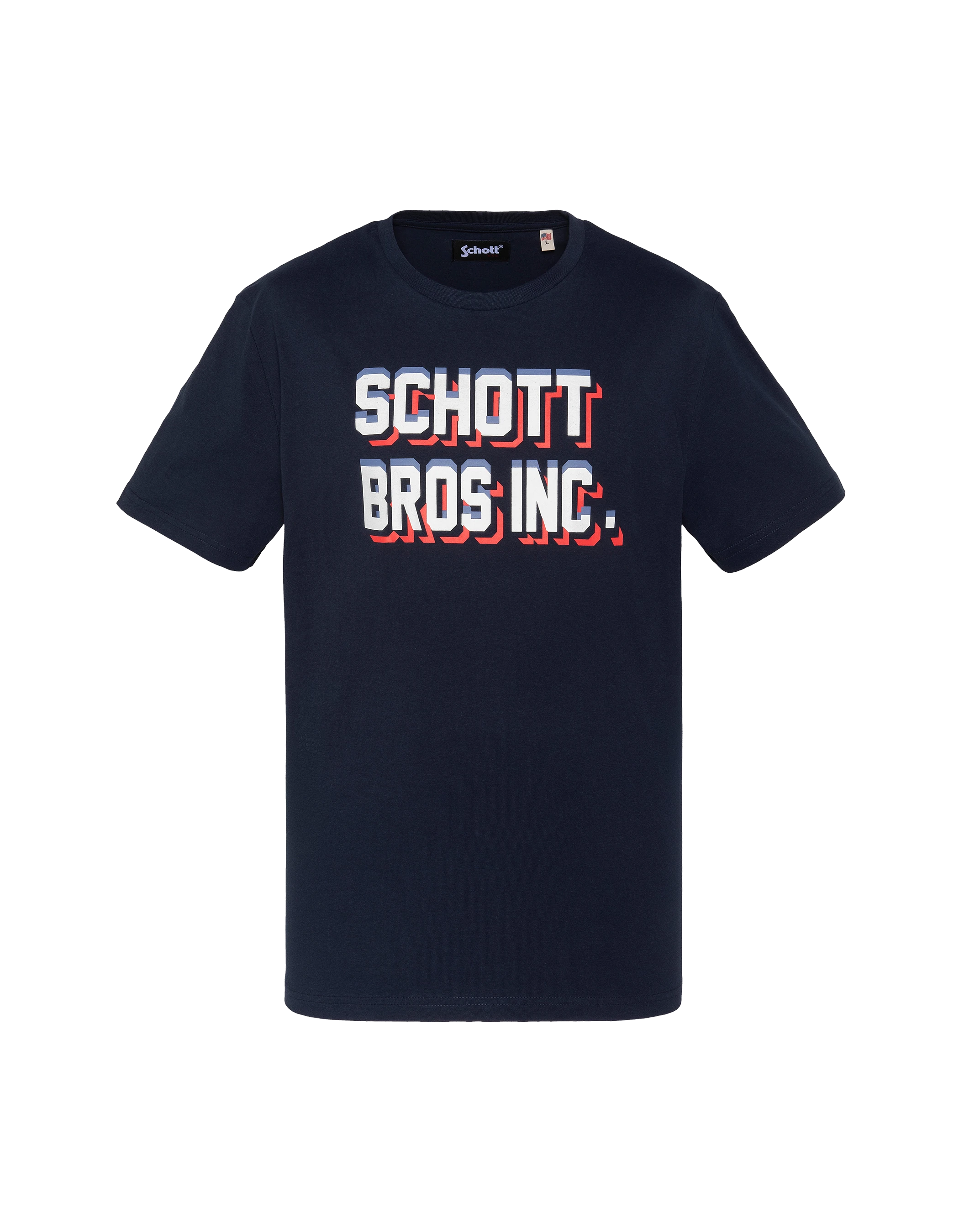 Marineblaues bedrucktes T-Shirt von Schott Bros Inc.-1