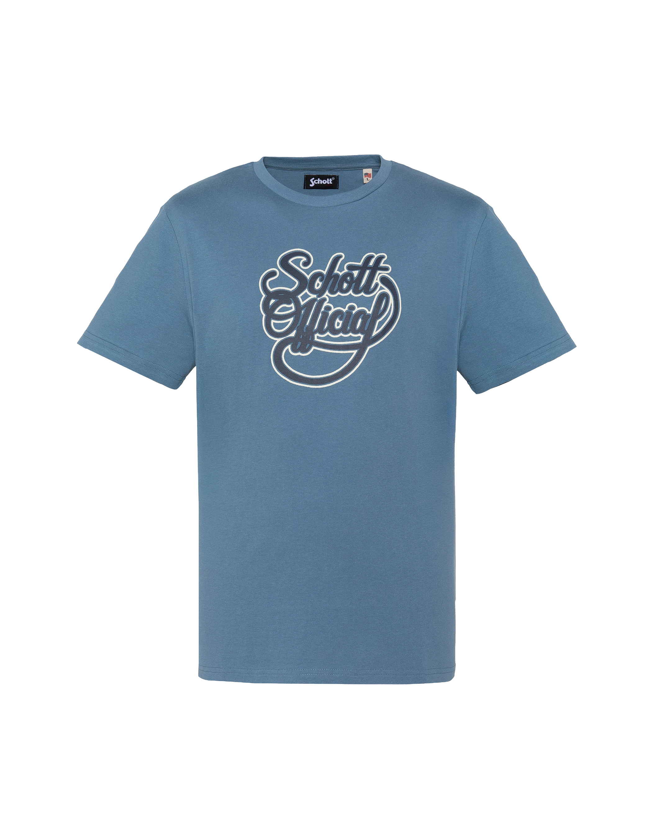 Schott – Offizielles Vintage-T-Shirt in Jeansblau mit Aufdruck-1