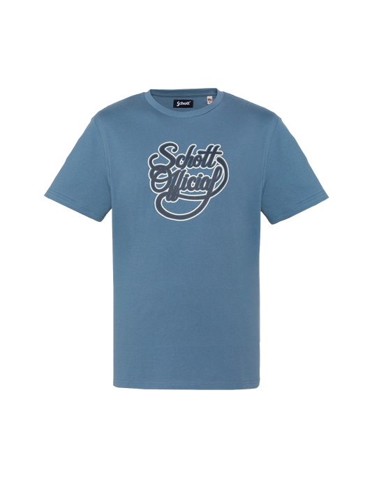 T-shirt ufficiale Schott blu denim con stampa vintage