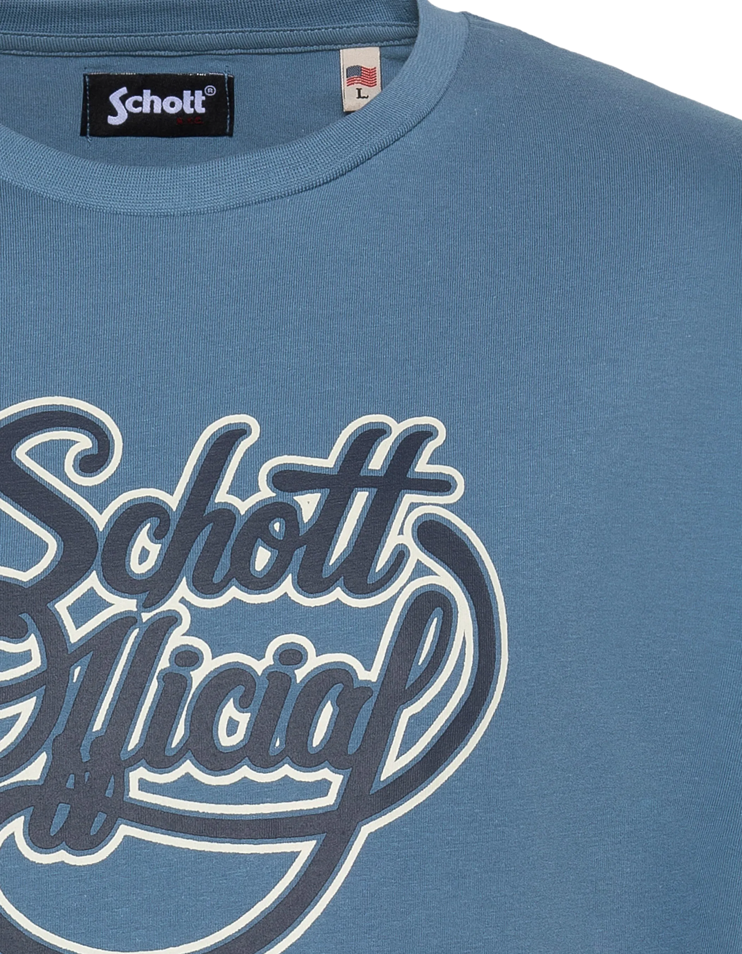 Schott – Offizielles Vintage-T-Shirt in Jeansblau mit Aufdruck