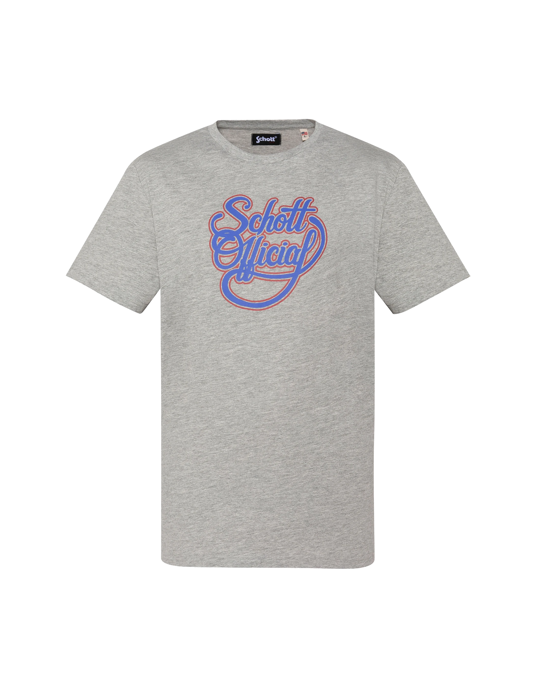 T-shirt gris chiné imprimé Schott Official vintage-1