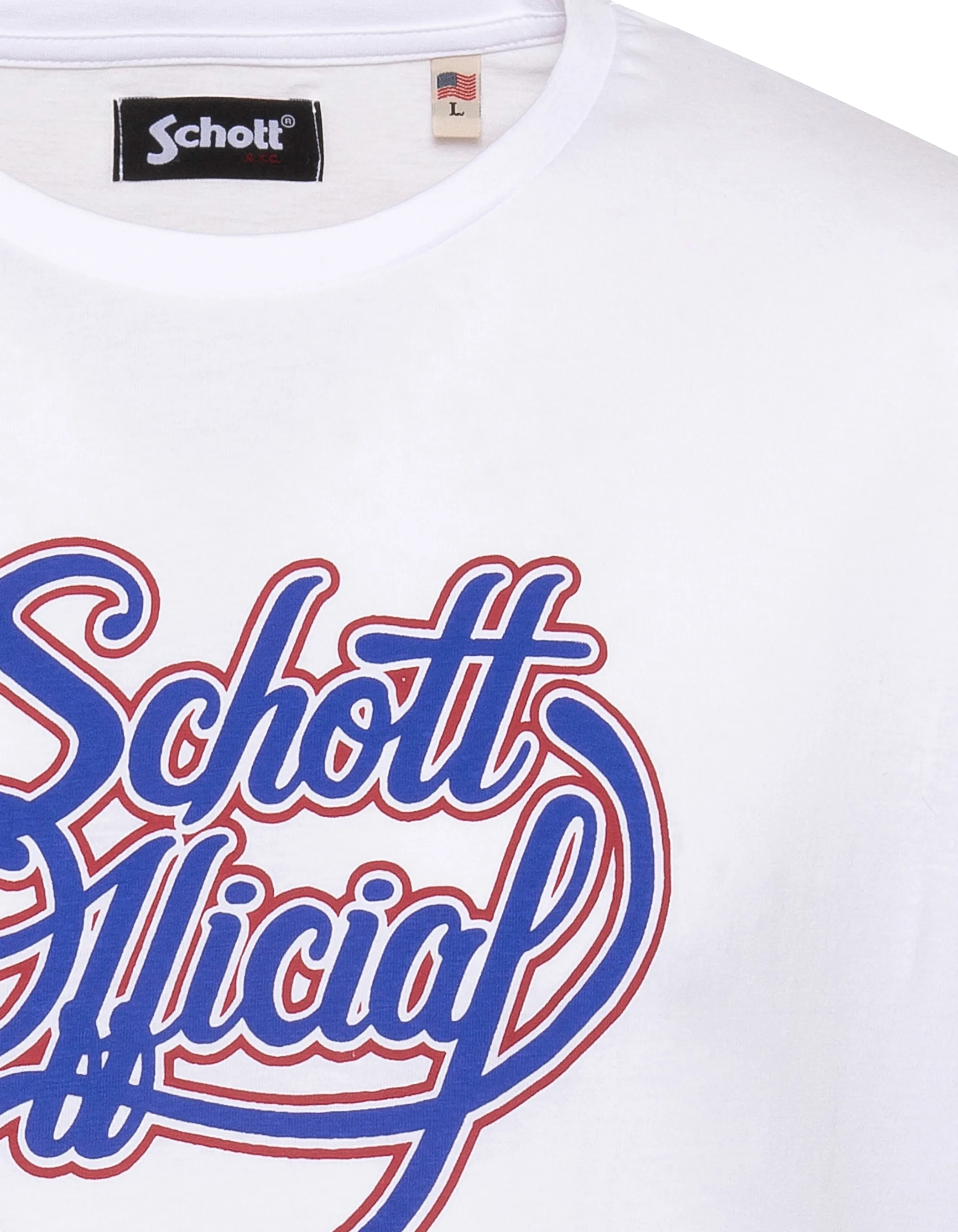 Weißes T-Shirt mit offiziellem Vintage-Aufdruck von Schott-3