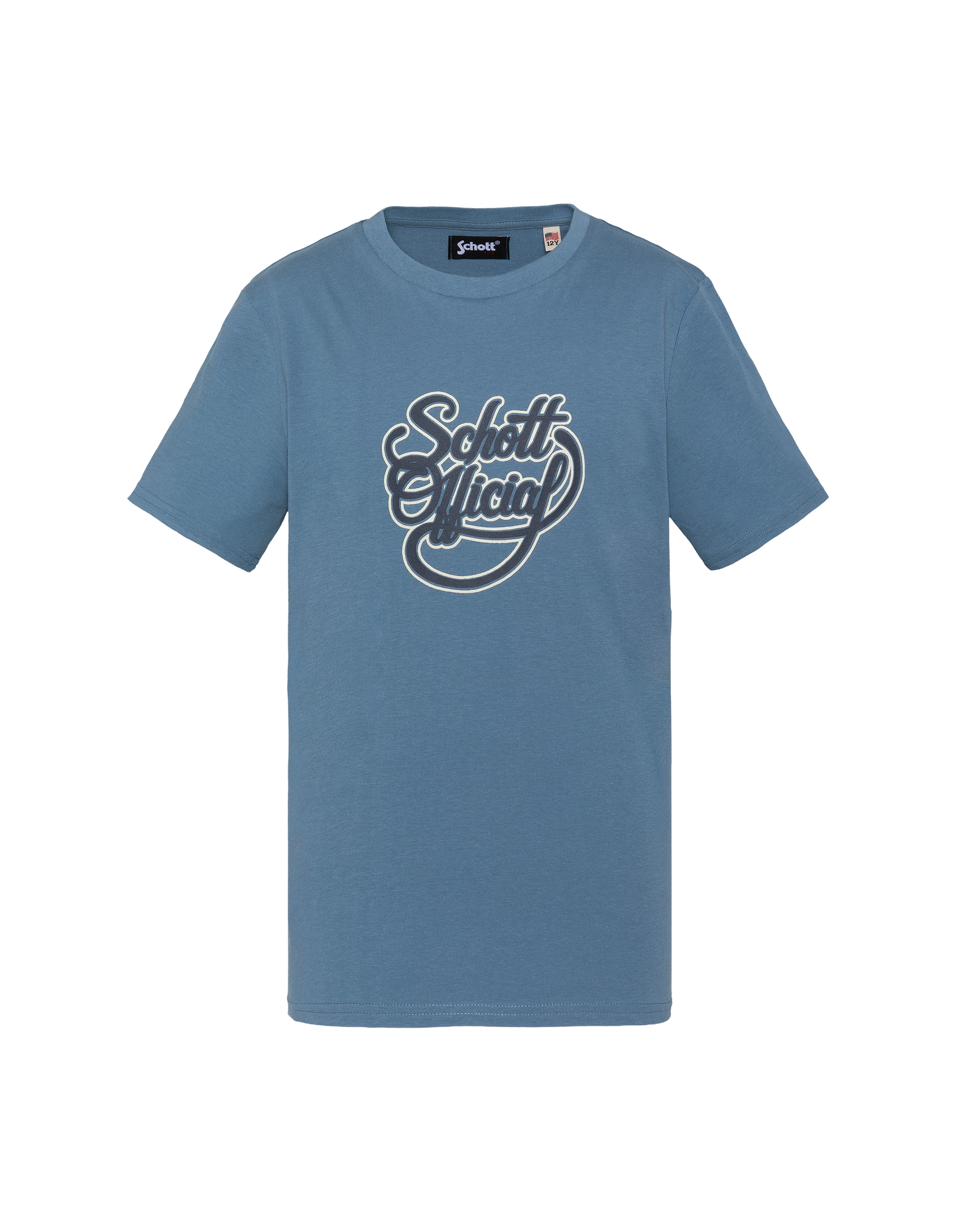 T-shirt bleu jean imprimé logo vintage