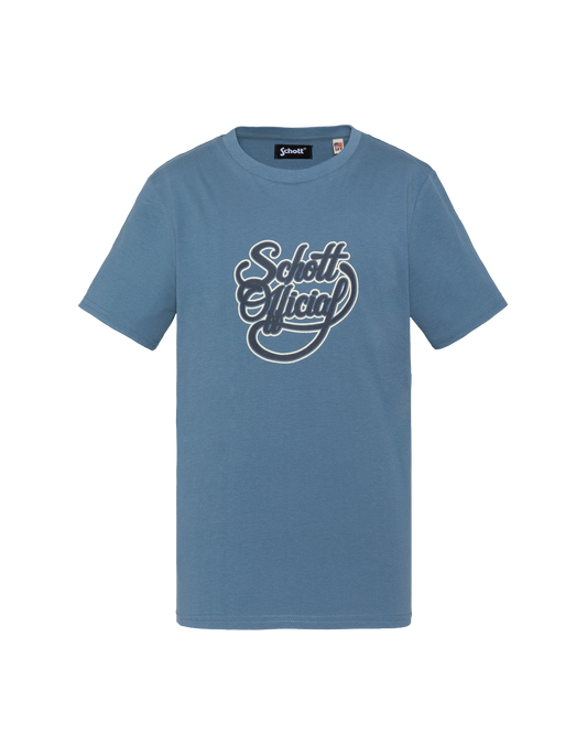 T-shirt bleu jean imprimé logo vintage