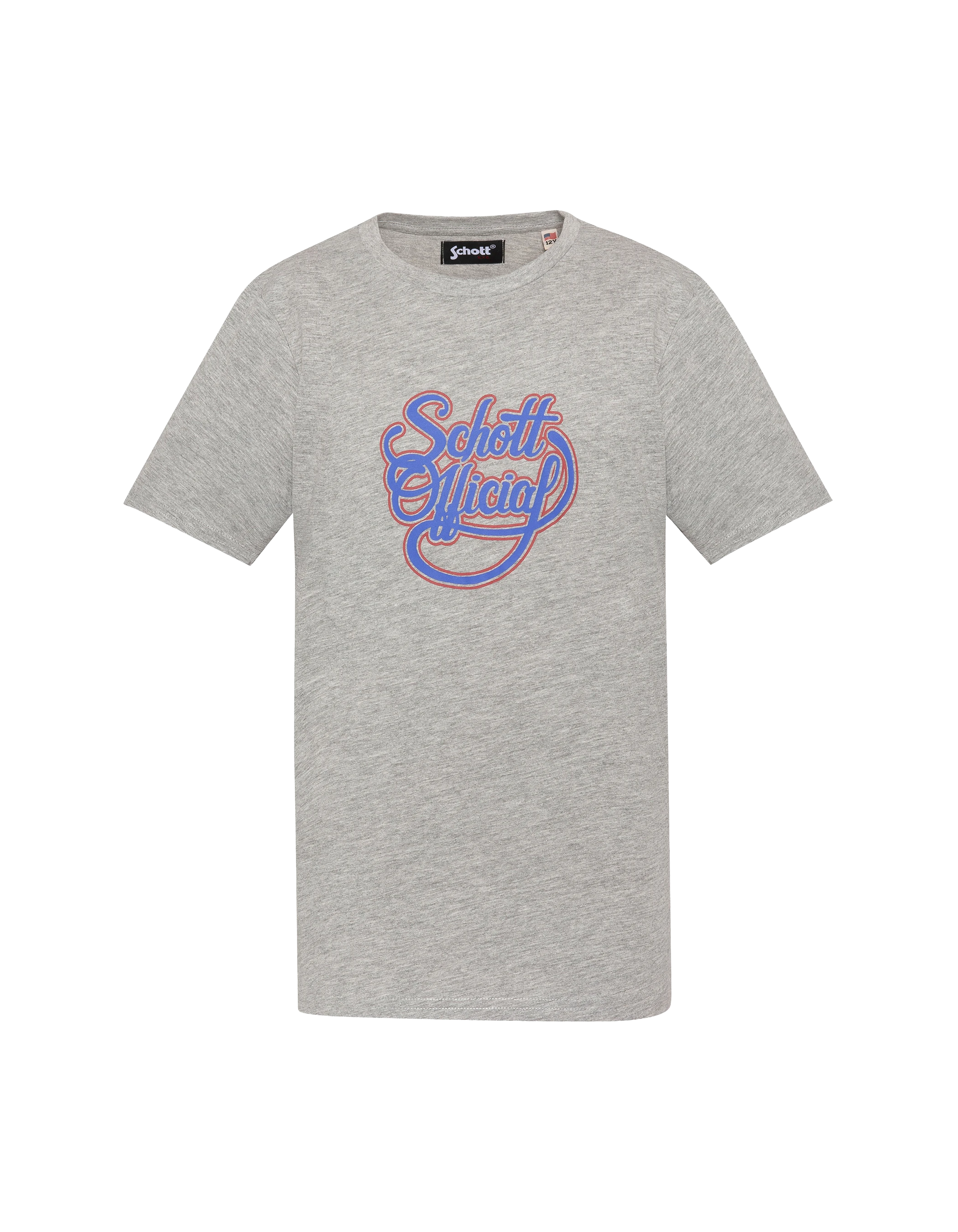 T-shirt gris chiné imprimé logo vintage-1