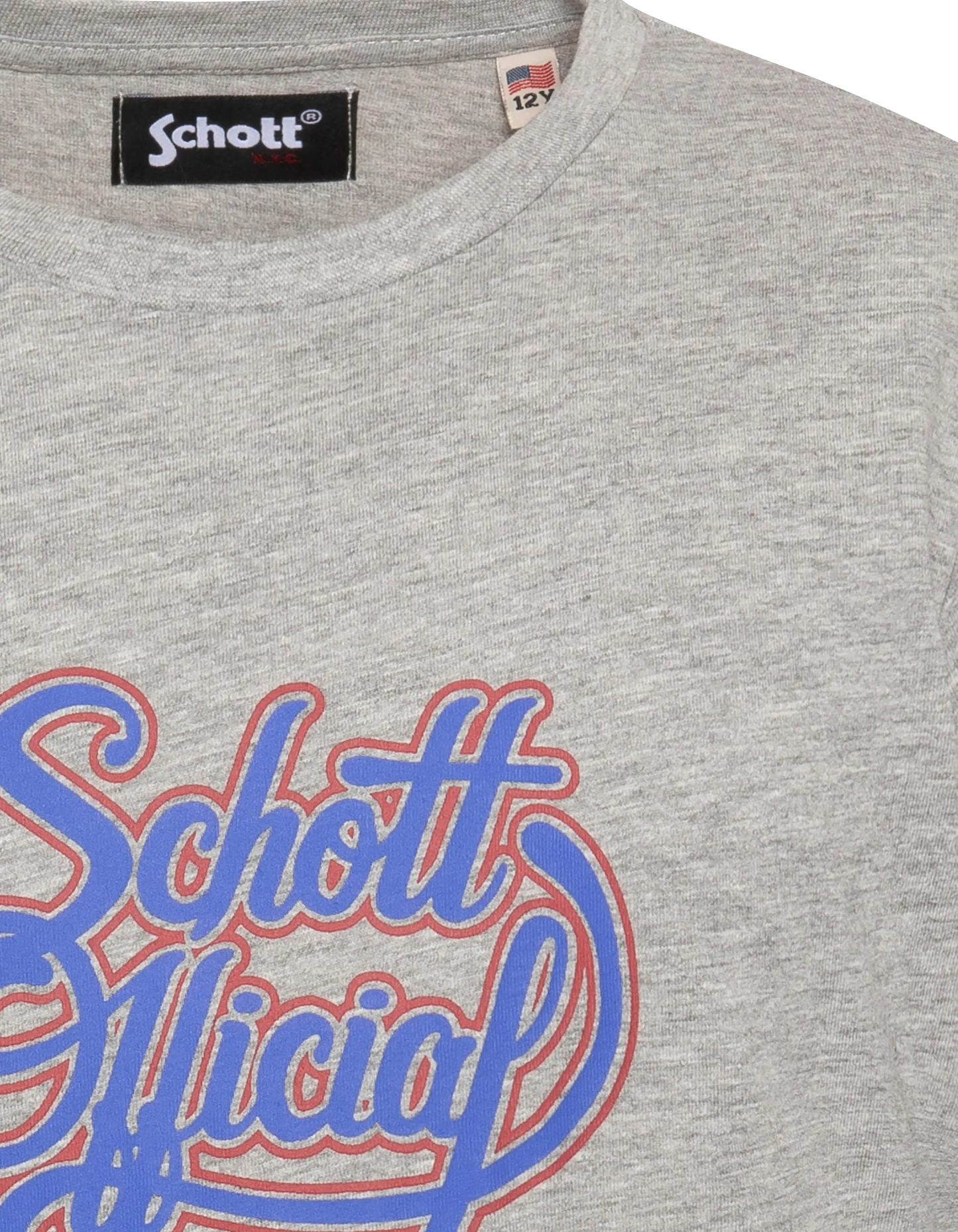 T-shirt gris chiné imprimé logo vintage