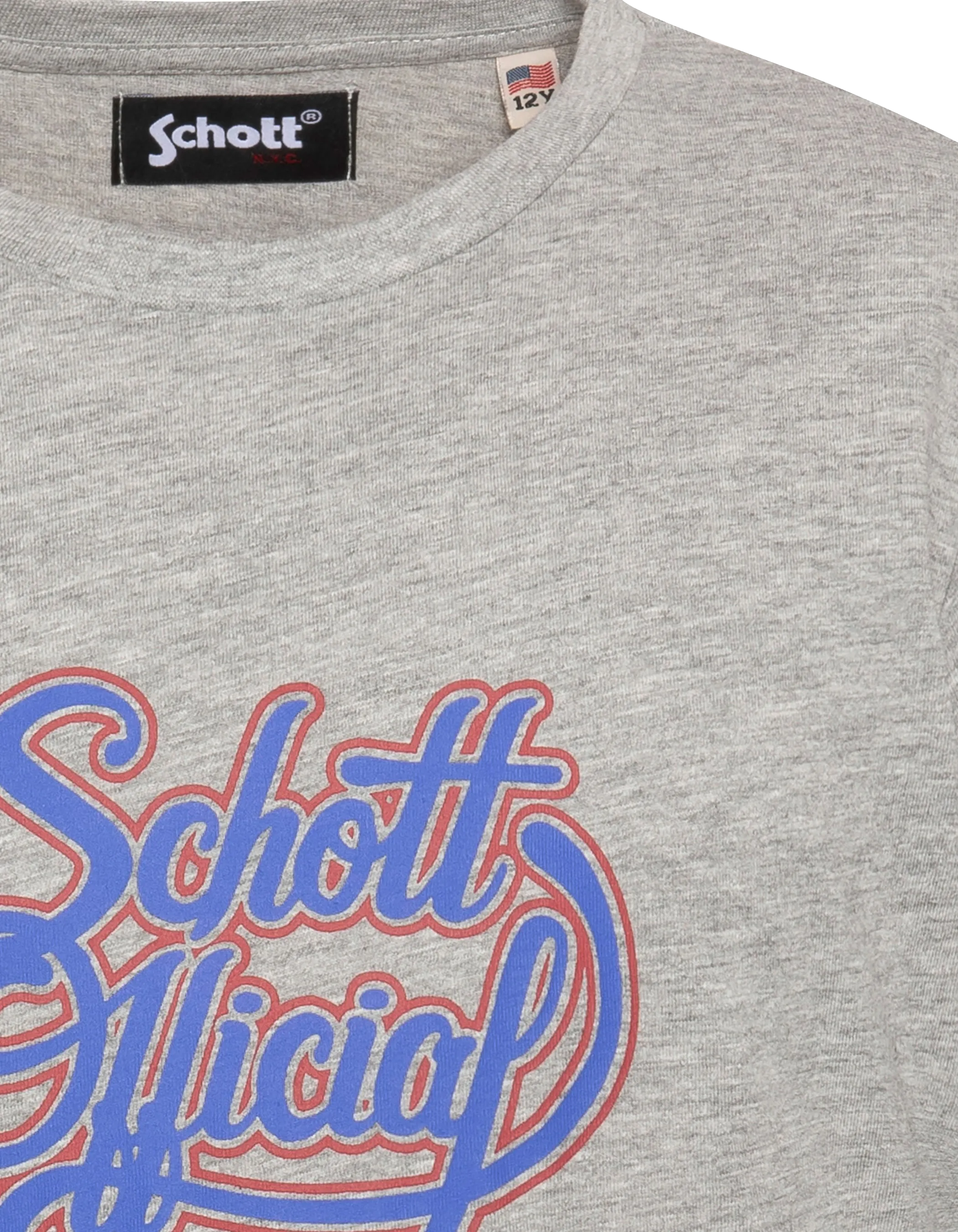 T-shirt gris chiné imprimé logo vintage-3