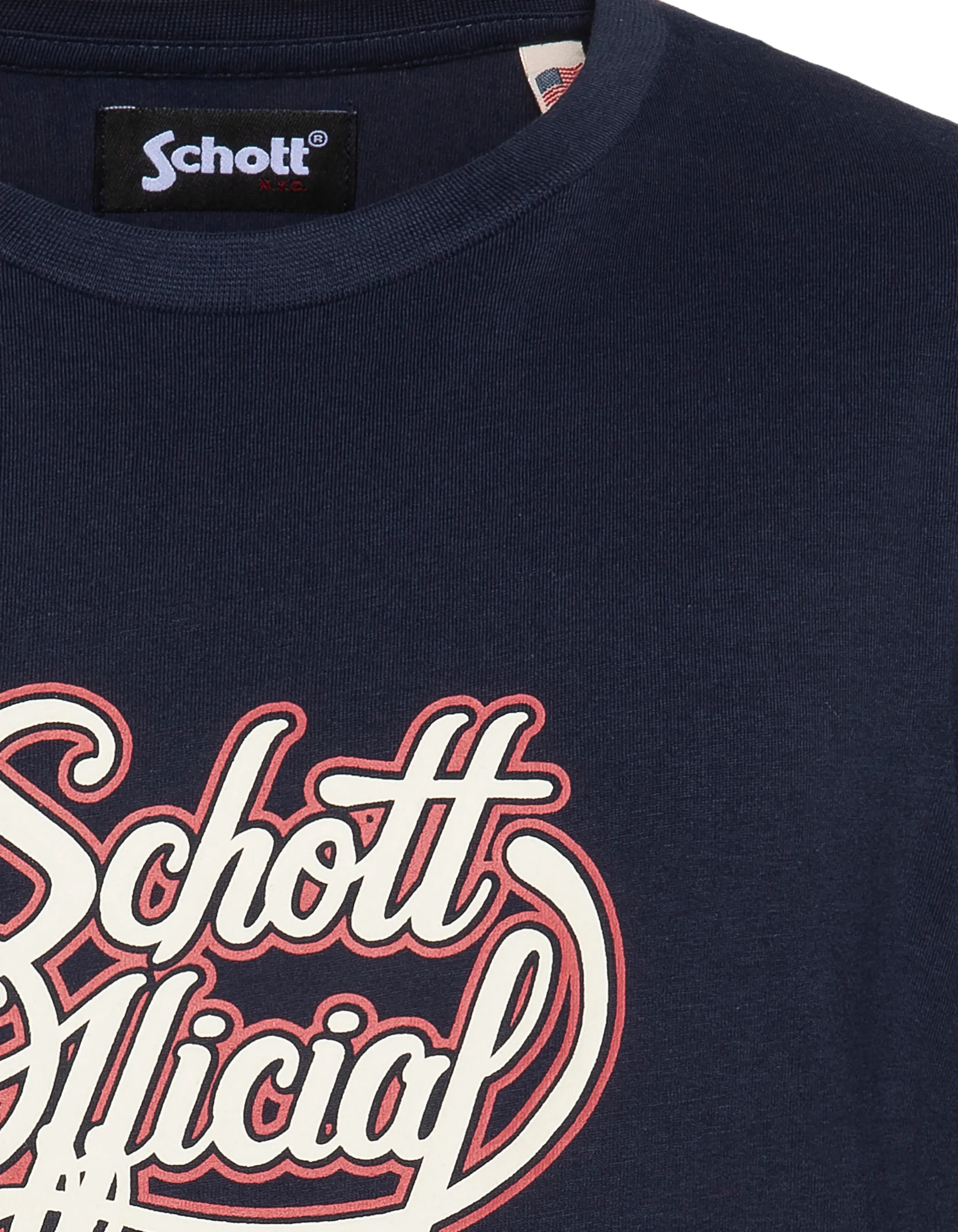 T-shirt bleu marine imprimé logo vintage-3