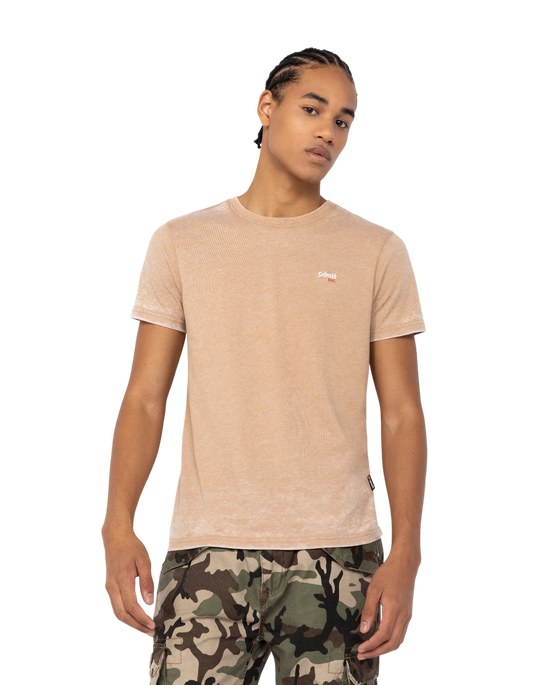 T-shirt Round Army Beige Floated Effect