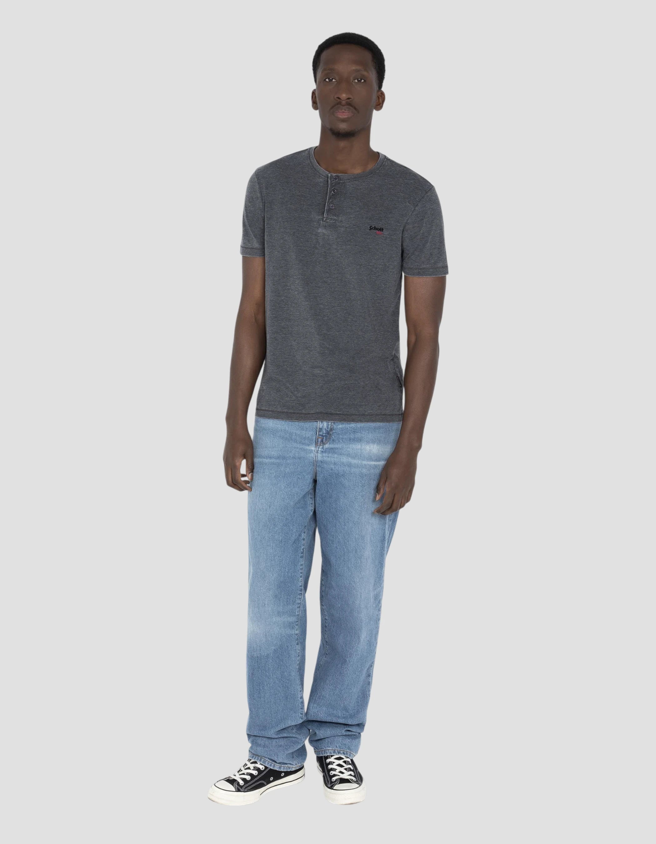 T-shirt Effetto del colletto tunisino-1