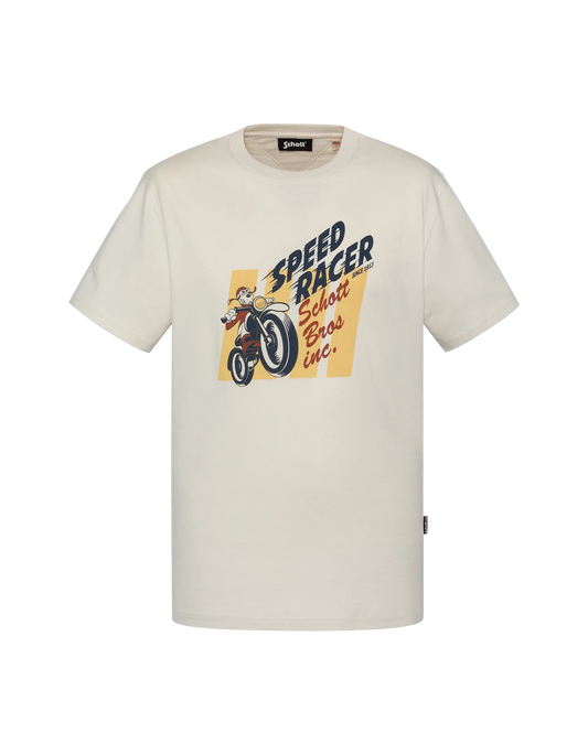 T-shirt bianca per motociclisti cartoni animati