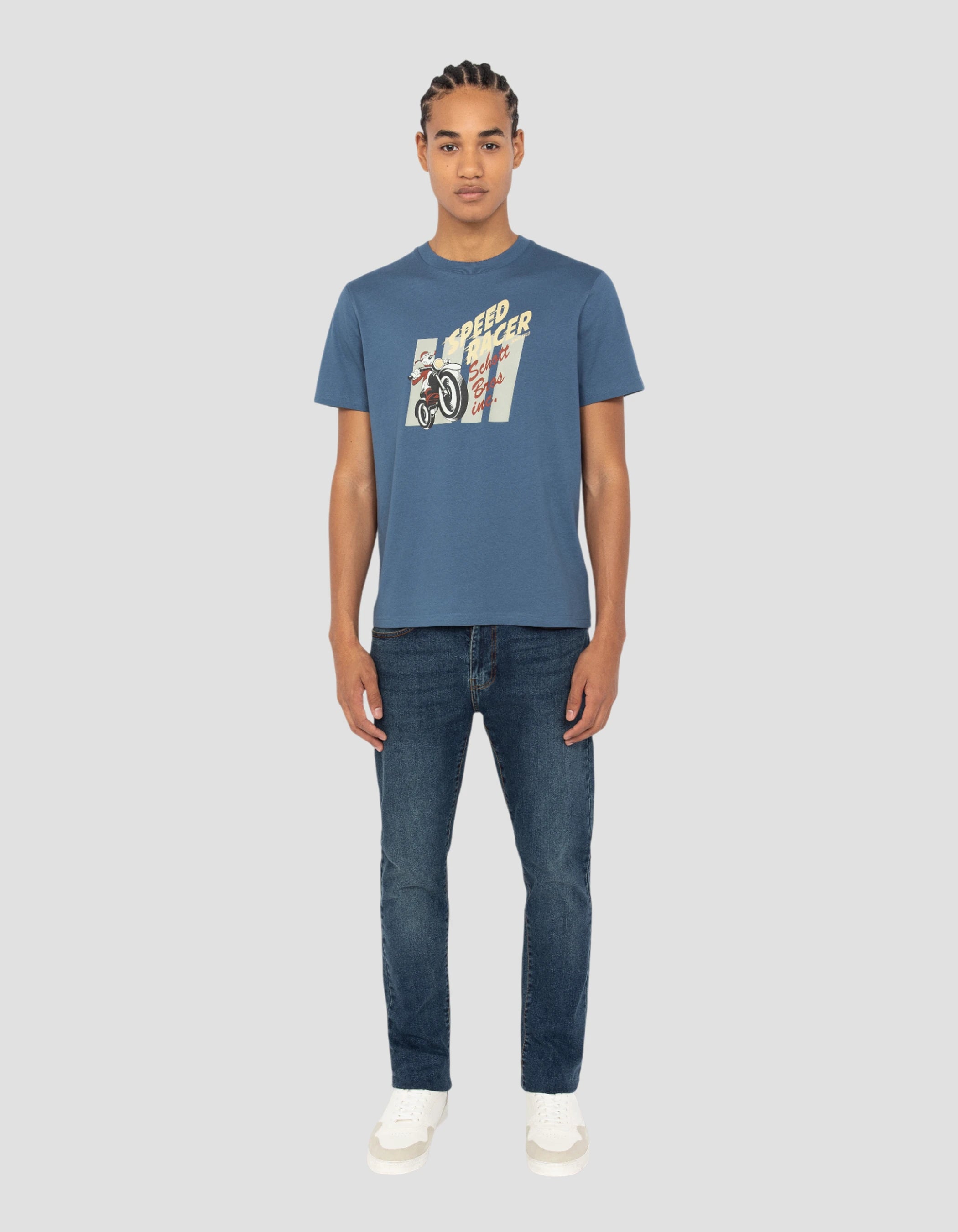 T-shirt blu motociclista-1