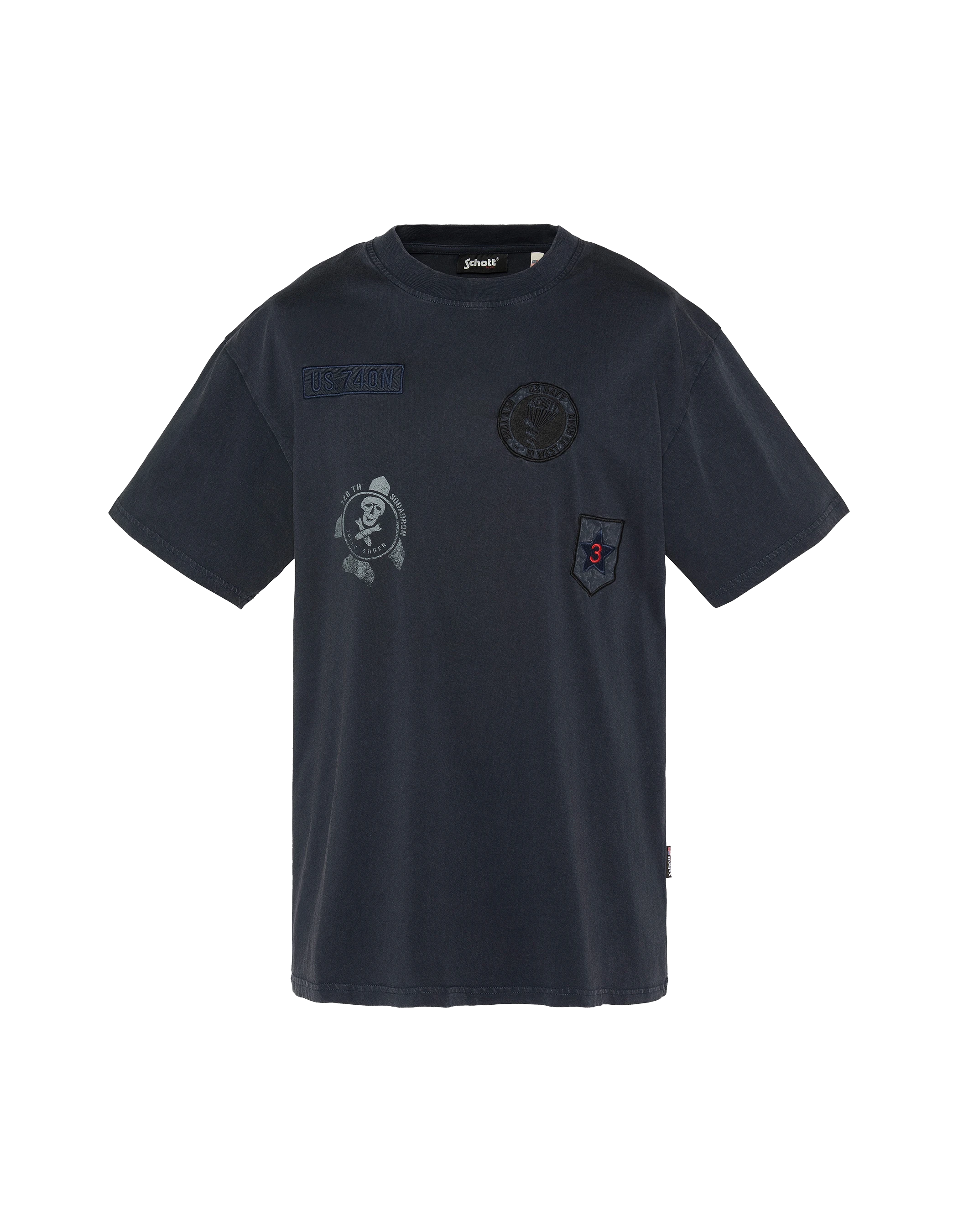 Army t-shirt patched navy blue, vintage effect-2