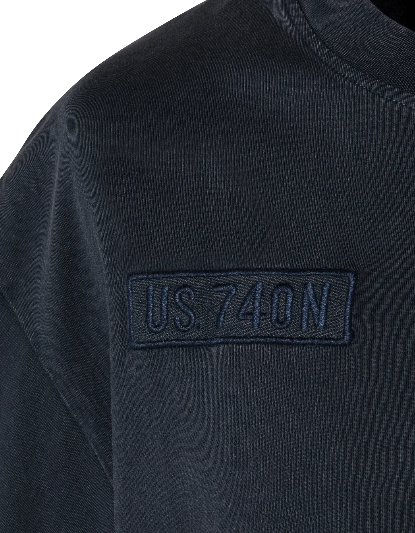 Army t-shirt patched navy blue, vintage effect