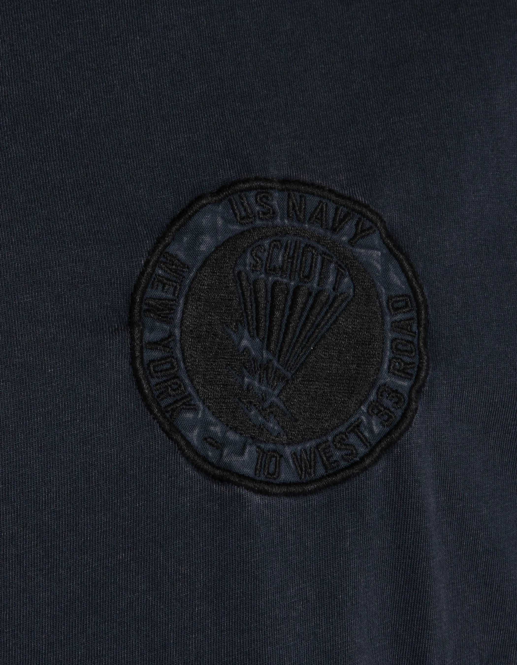 Army t-shirt patched navy blue, vintage effect-7